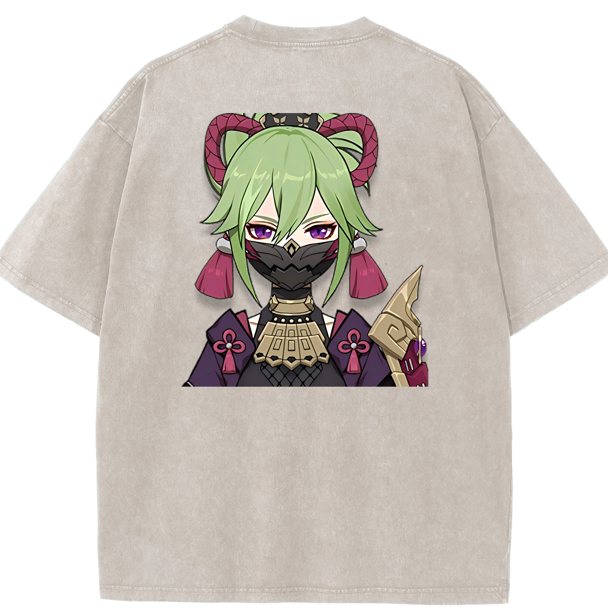 げんし神  久岐忍 くき しのぶ genshin Kuki Shinobu 綿100% ヴィンテージ風 半袖Tシャツ（背面プリント）