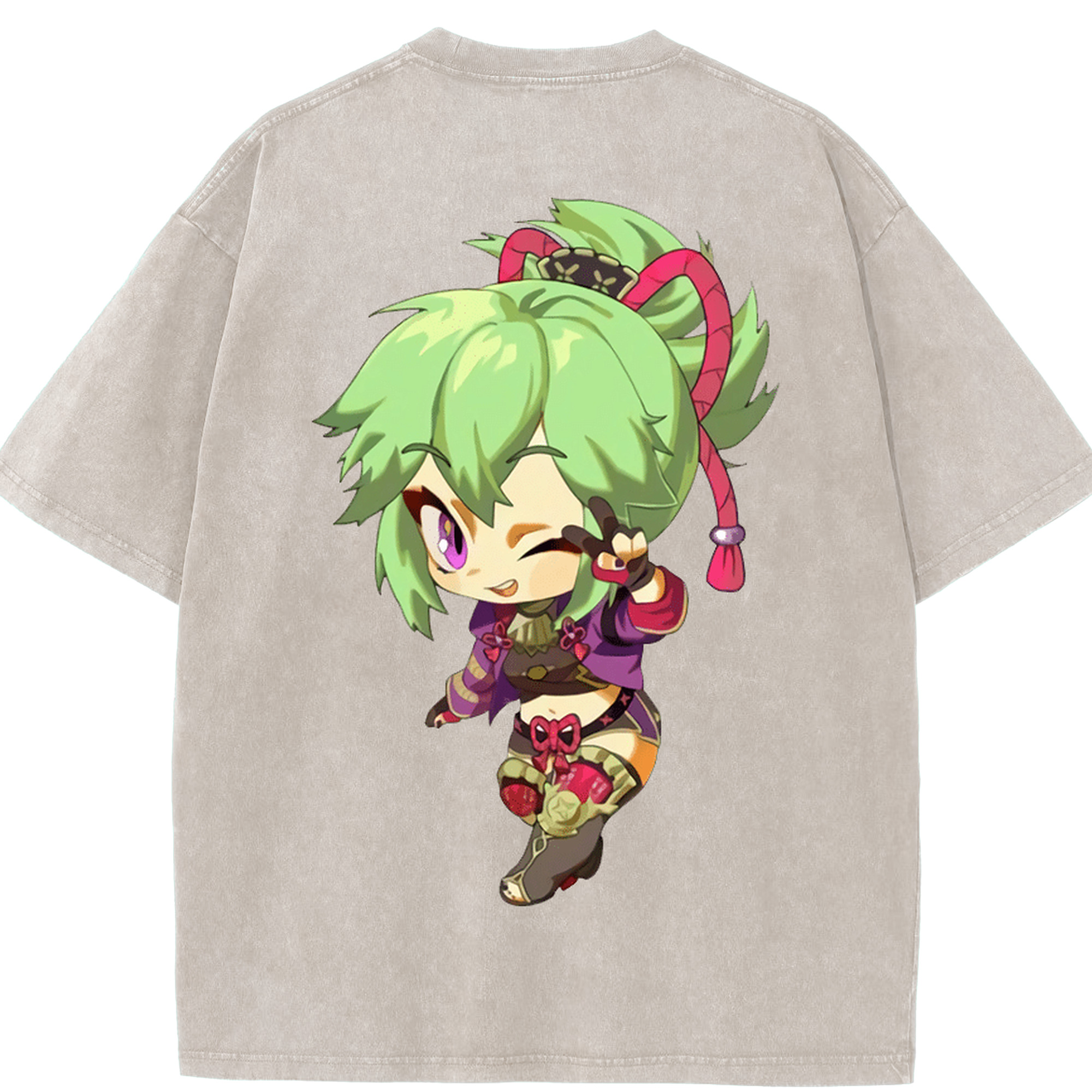 げんし神  久岐忍 くき しのぶ genshin Kuki Shinobu 綿100% ヴィンテージ風 半袖Tシャツ（背面プリント）