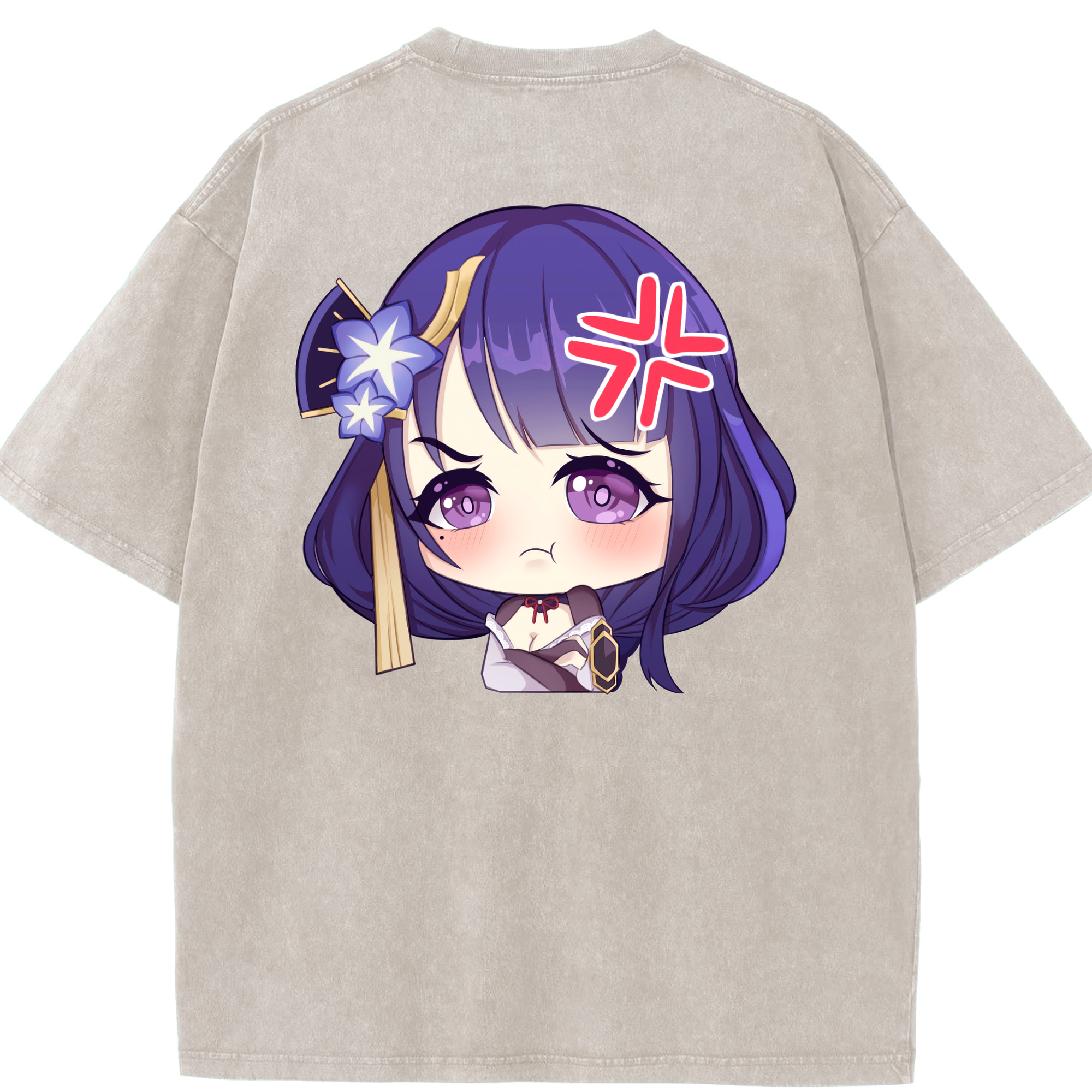 げんし神 雷電将軍 らいでんしょうぐん genshin Raiden Shogun 綿100% ヴィンテージ風 半袖Tシャツ（背面プリント）