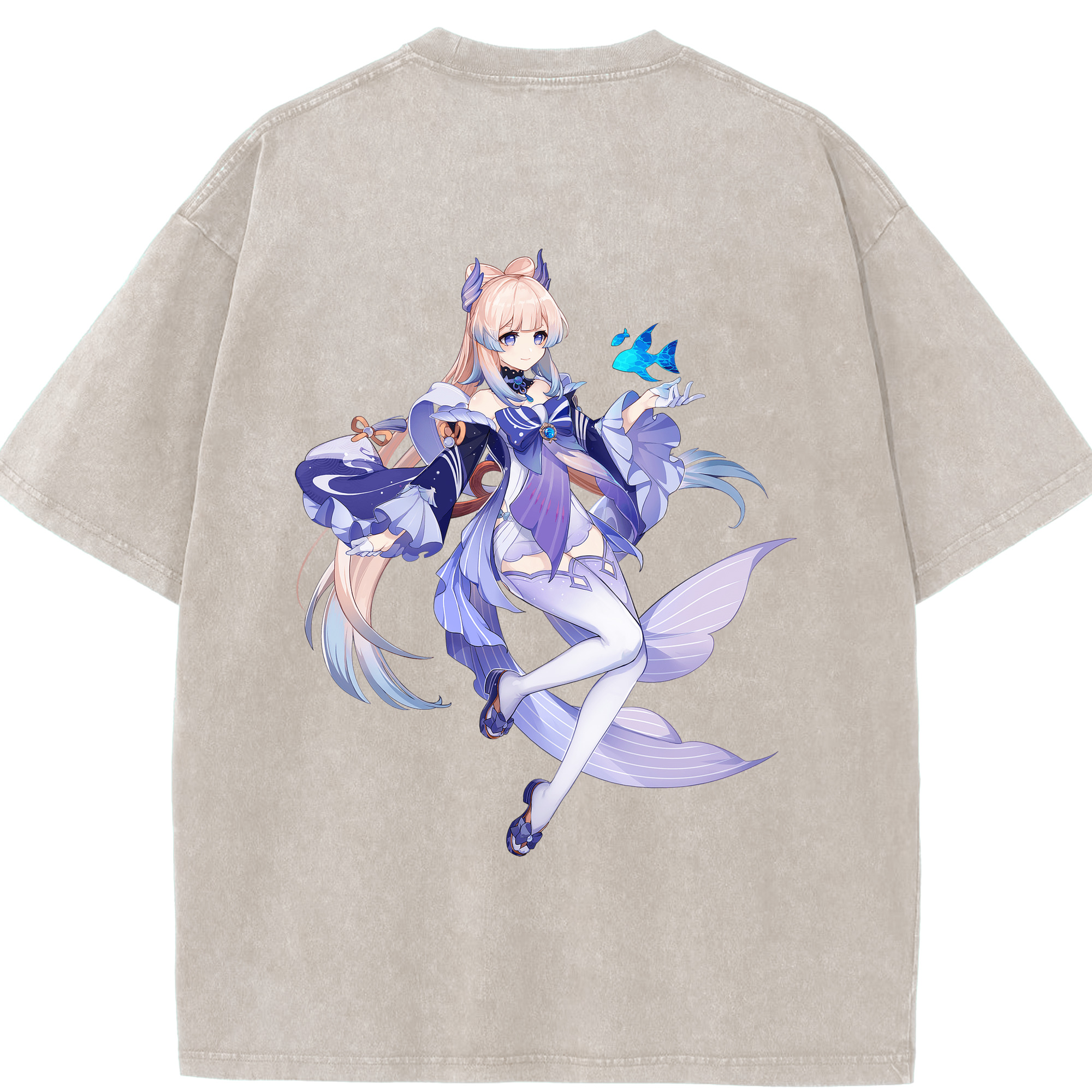 げんし神 珊瑚宮心海 サンゴノミヤ・ココミ genshin Sangonomiya Kokomi 綿100% ヴィンテージ風 半袖Tシャツ（背面プリント）