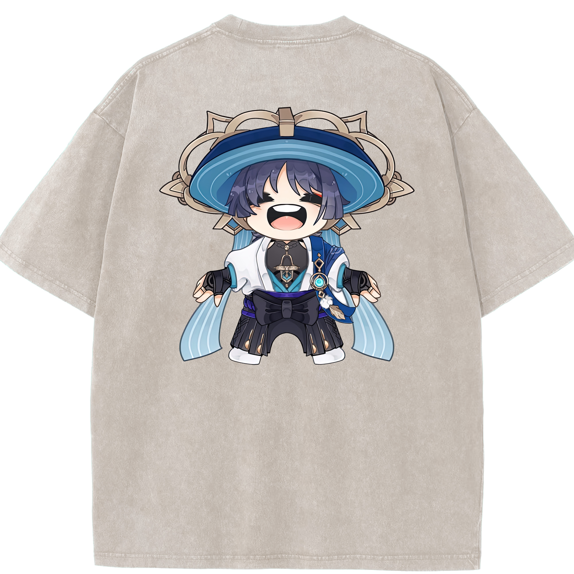 げんし神 さんペい genshin Sanpei 綿100% ヴィンテージ風 半袖Tシャツ（背面プリント）