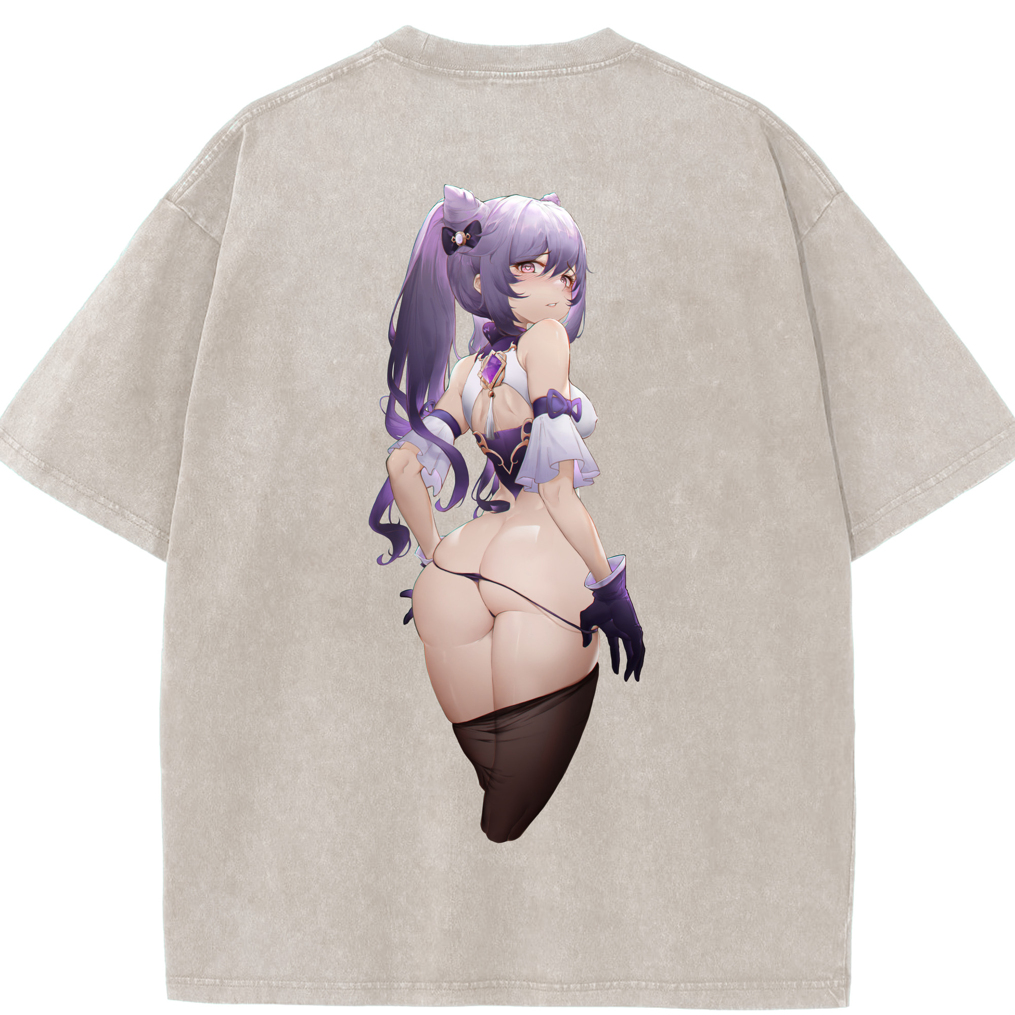 げんし神 刻晴 こくせい genshin Kokusei 綿100% ヴィンテージ風 半袖Tシャツ（背面プリント）