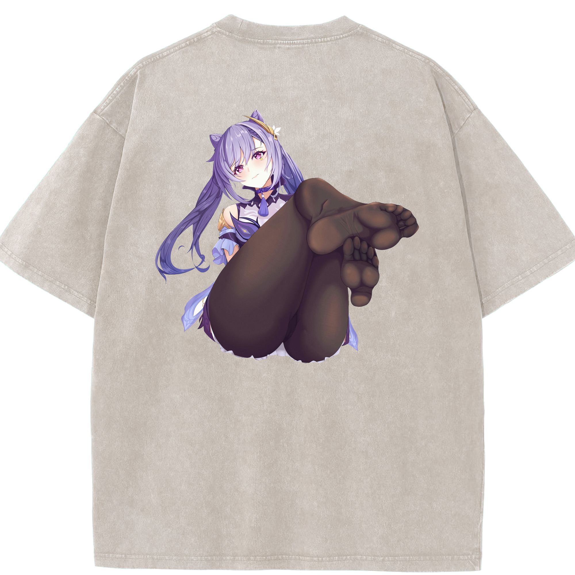 げんし神 刻晴 こくせい genshin Kokusei 綿100% ヴィンテージ風 半袖Tシャツ（背面プリント）