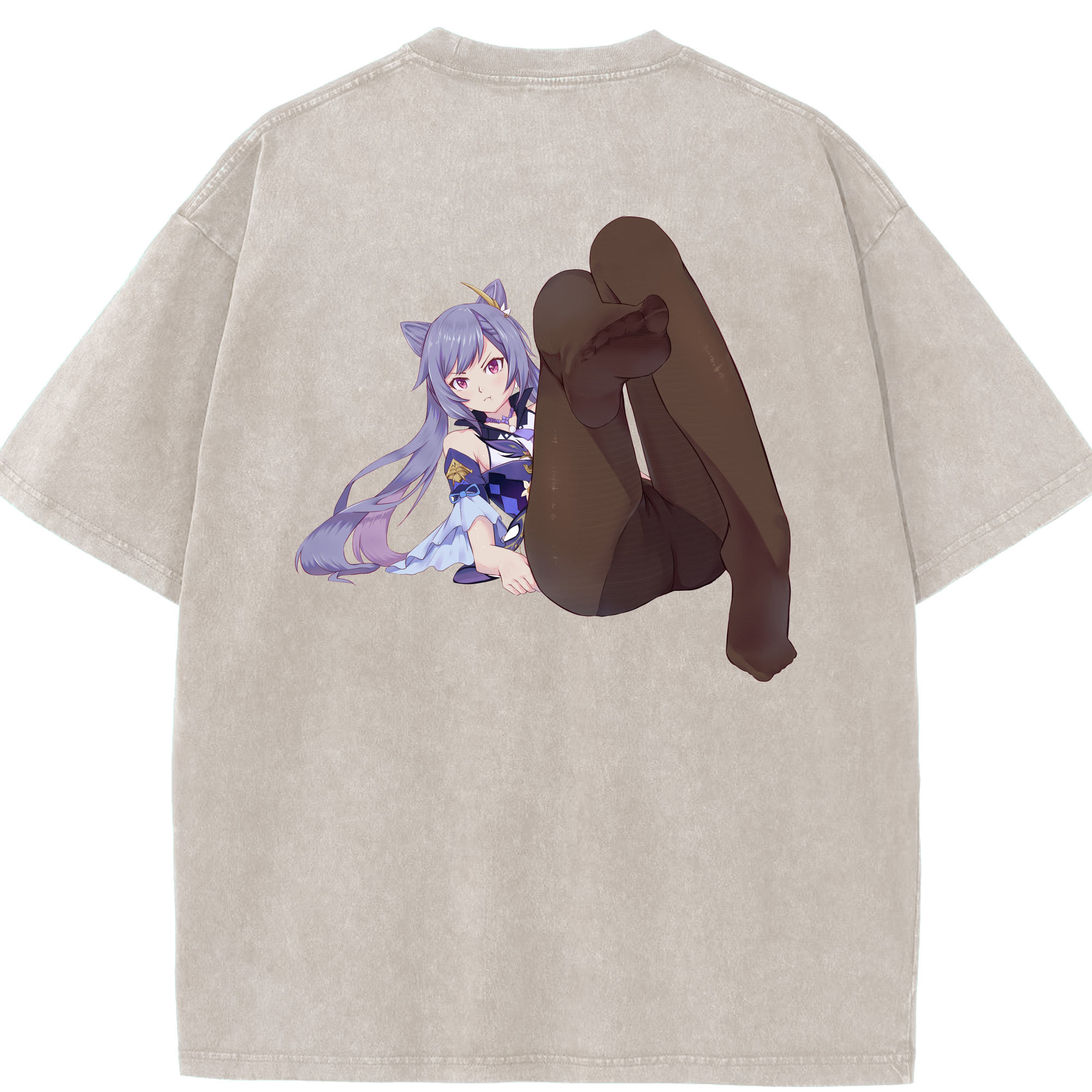 げんし神 刻晴 こくせい genshin Kokusei 綿100% ヴィンテージ風 半袖Tシャツ（背面プリント）