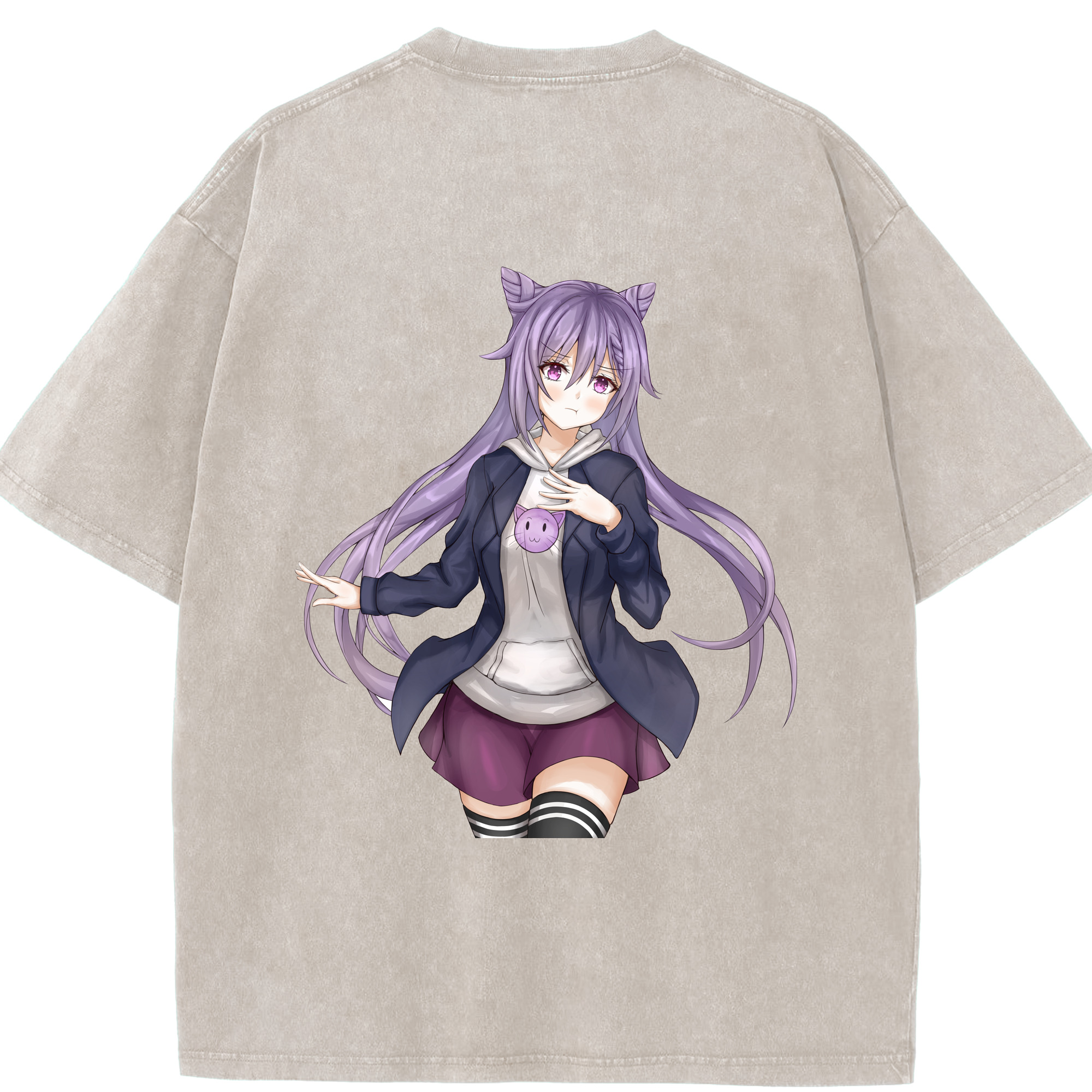 げんし神 刻晴 こくせい genshin Kokusei 綿100% ヴィンテージ風 半袖Tシャツ（背面プリント）
