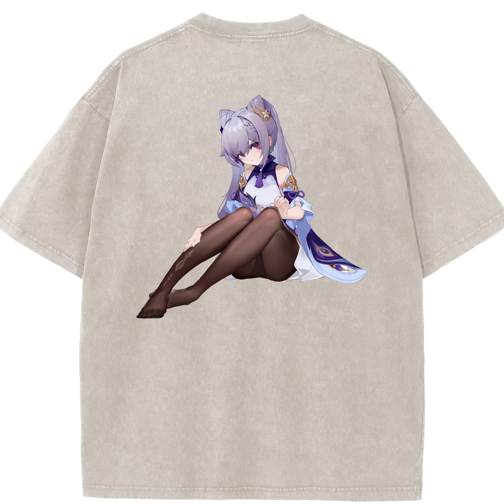 げんし神 刻晴 こくせい genshin Kokusei 綿100% ヴィンテージ風 半袖Tシャツ（背面プリント）