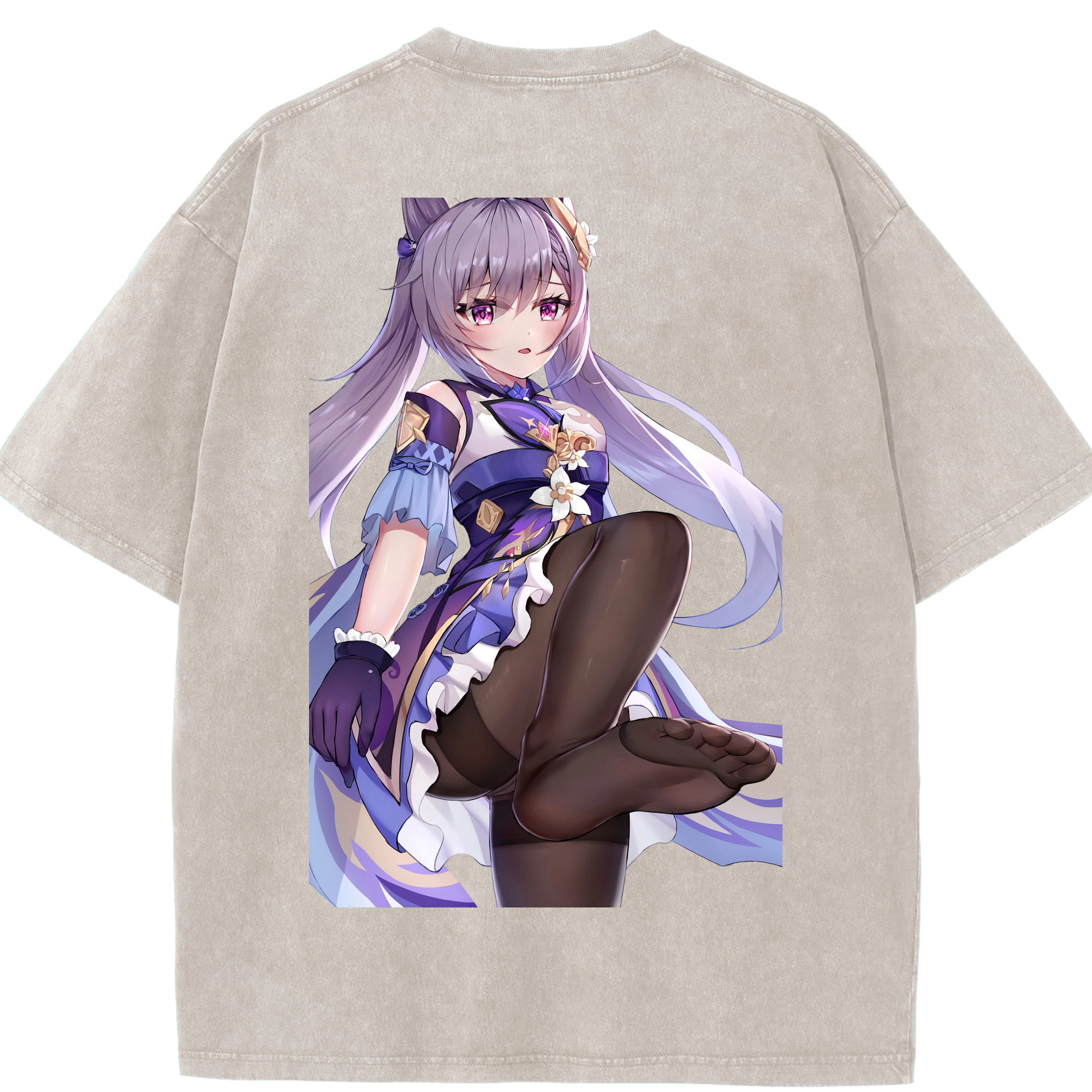 げんし神 刻晴 こくせい genshin Kokusei 綿100% ヴィンテージ風 半袖Tシャツ（背面プリント）