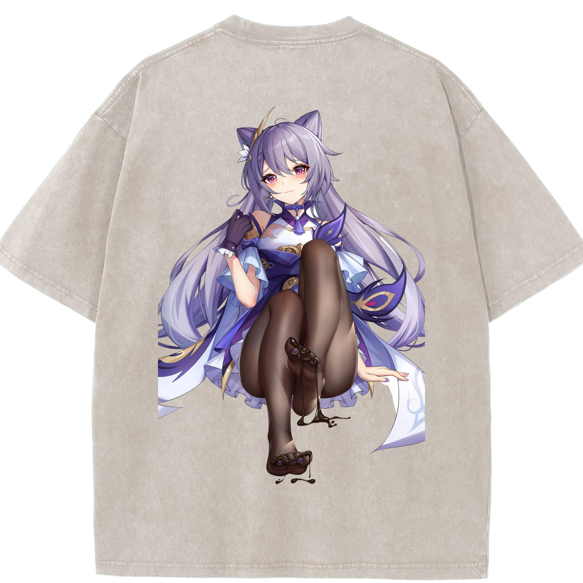 げんし神 刻晴 こくせい genshin Kokusei 綿100% ヴィンテージ風 半袖Tシャツ（背面プリント）