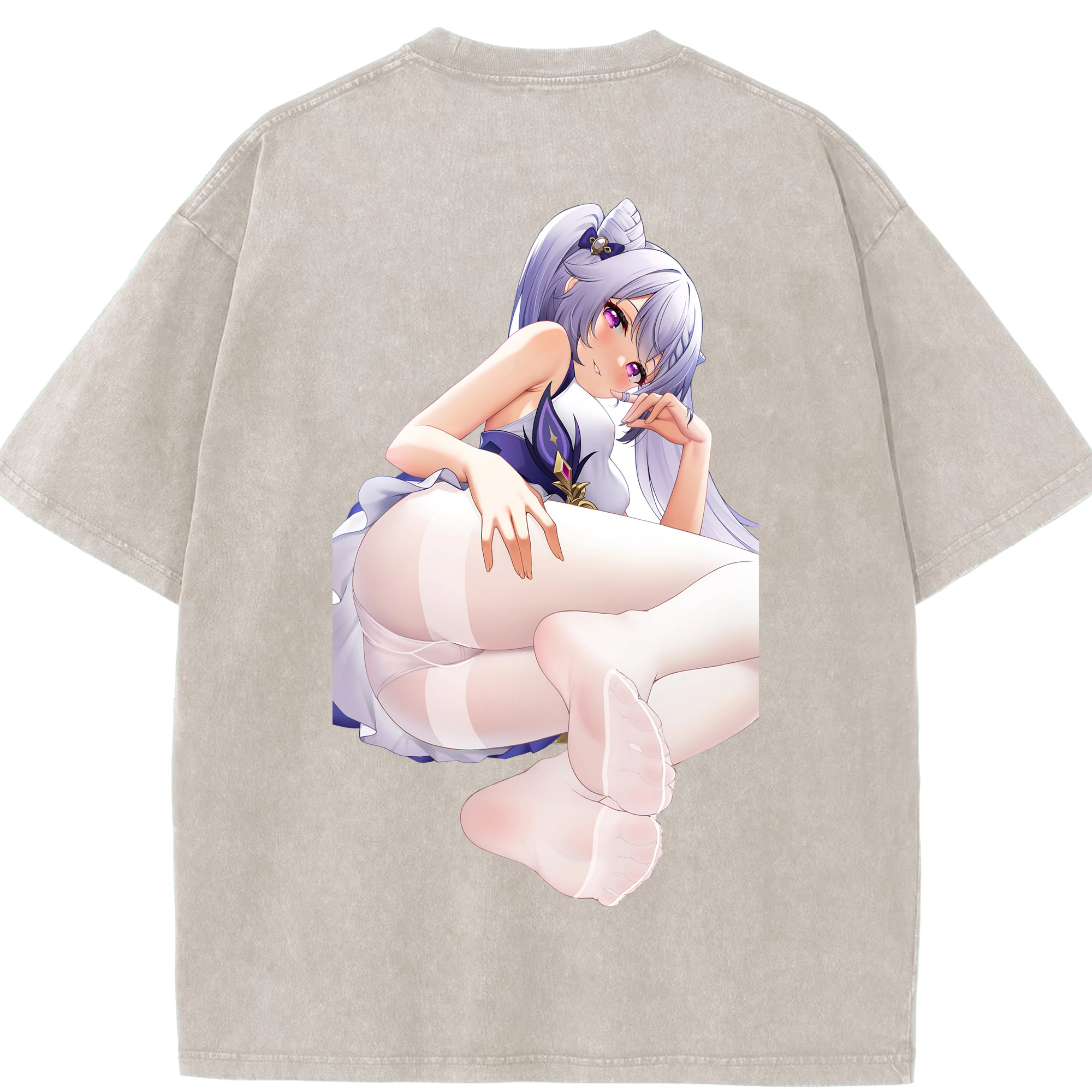 げんし神 刻晴 こくせい genshin Kokusei 綿100% ヴィンテージ風 半袖Tシャツ（背面プリント）