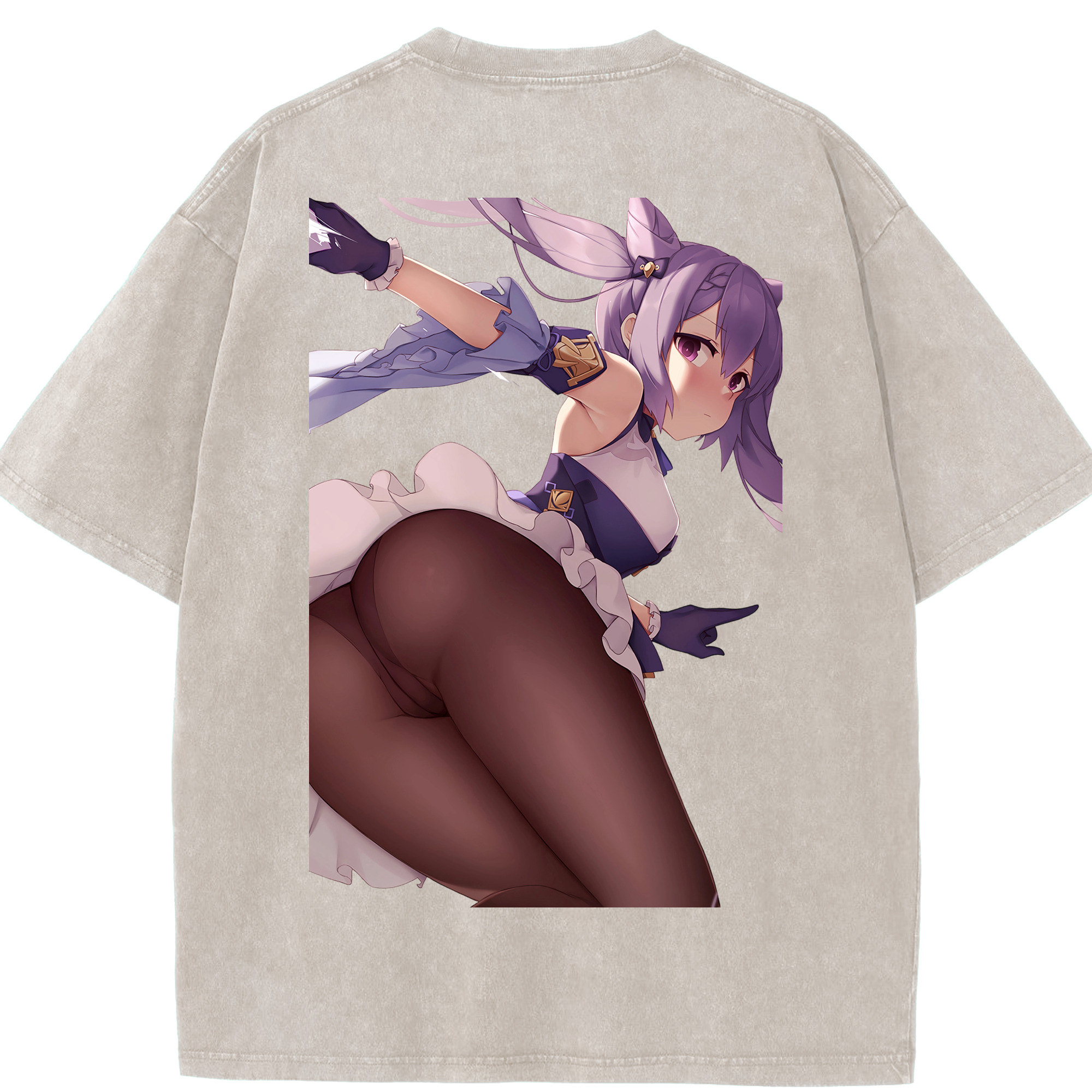 げんし神 刻晴 こくせい genshin Kokusei 綿100% ヴィンテージ風 半袖Tシャツ（背面プリント）