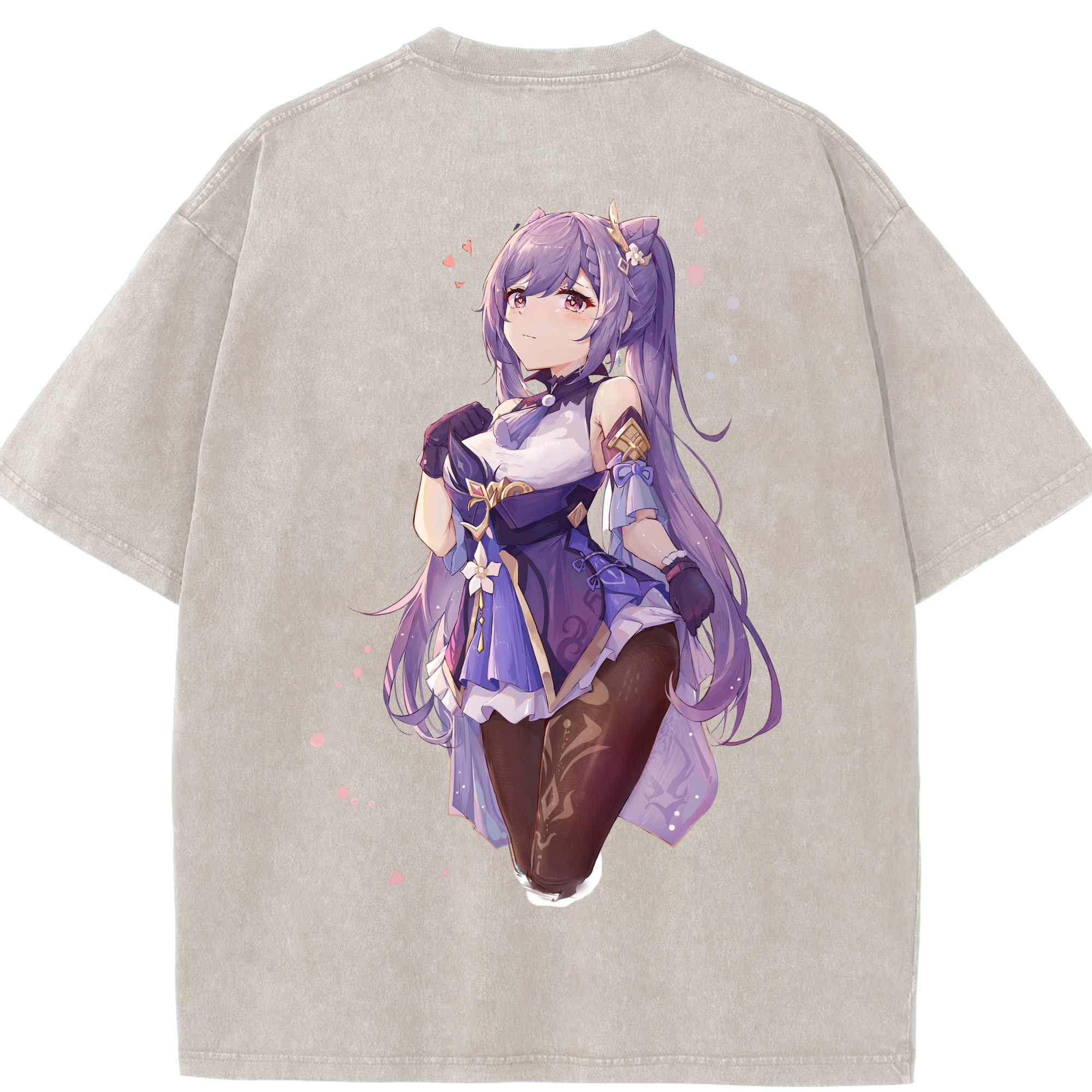 げんし神 刻晴 こくせい genshin Kokusei 綿100% ヴィンテージ風 半袖Tシャツ（背面プリント）