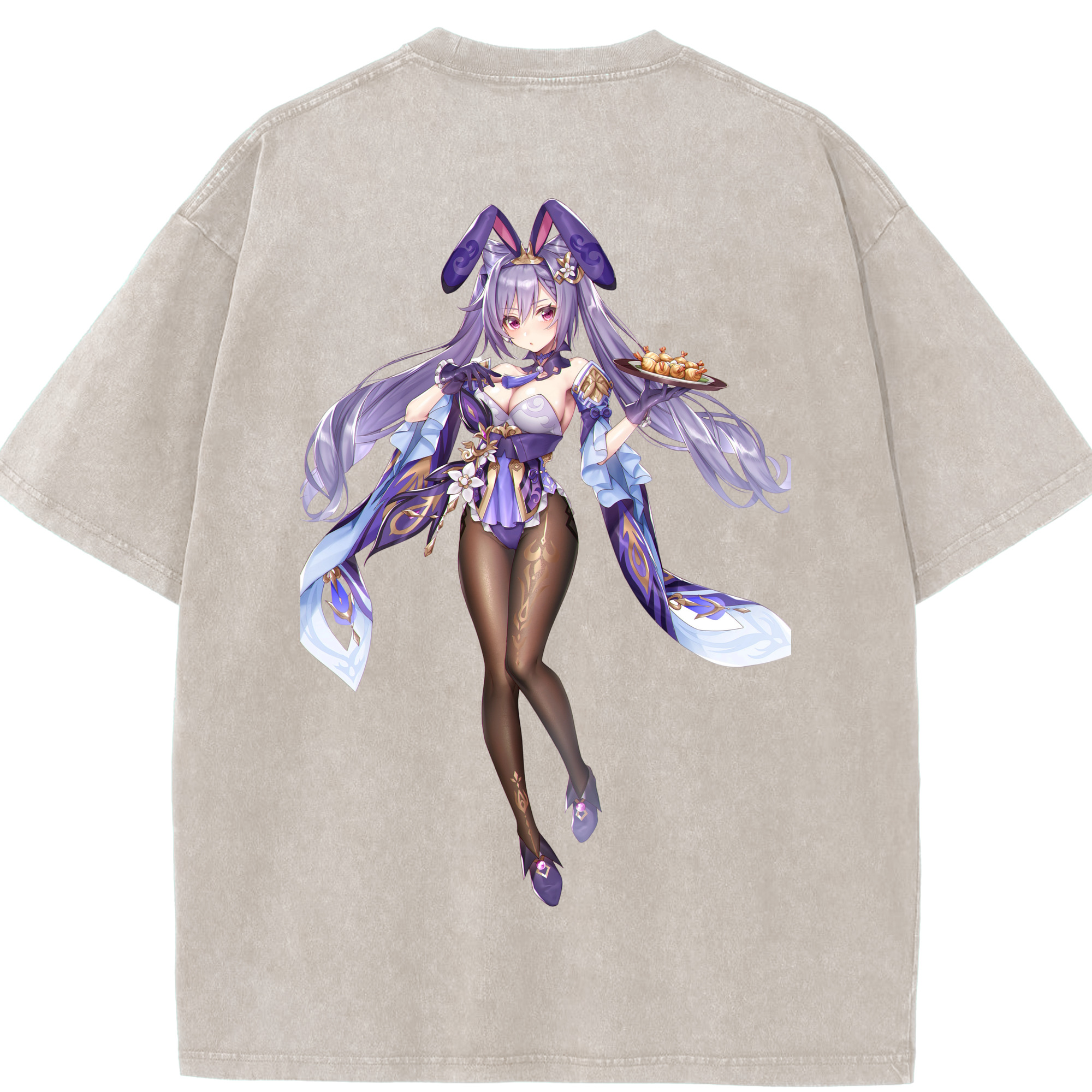 げんし神 刻晴 こくせい genshin Kokusei 綿100% ヴィンテージ風 半袖Tシャツ（背面プリント）