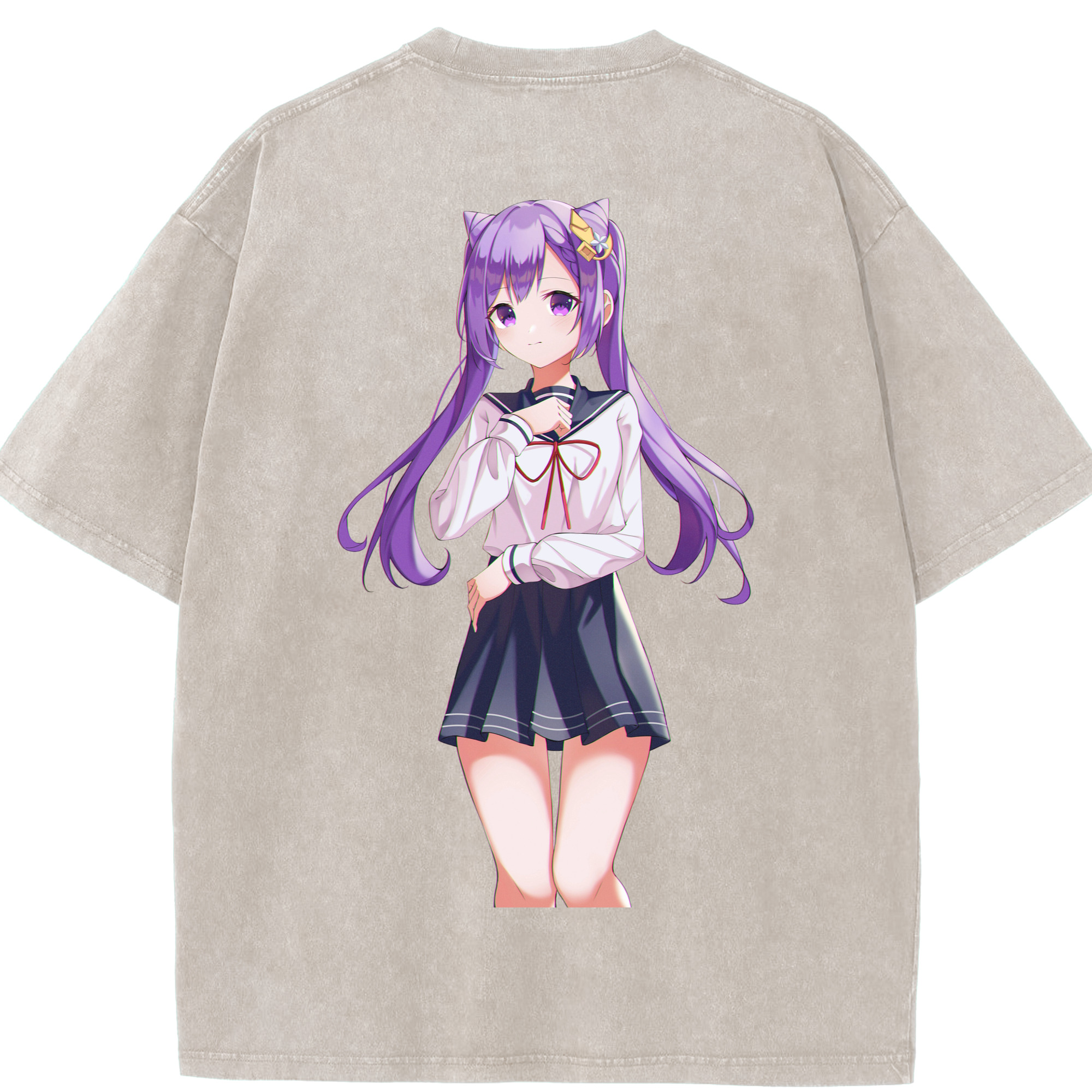 げんし神 刻晴 こくせい genshin Kokusei 綿100% ヴィンテージ風 半袖Tシャツ（背面プリント）