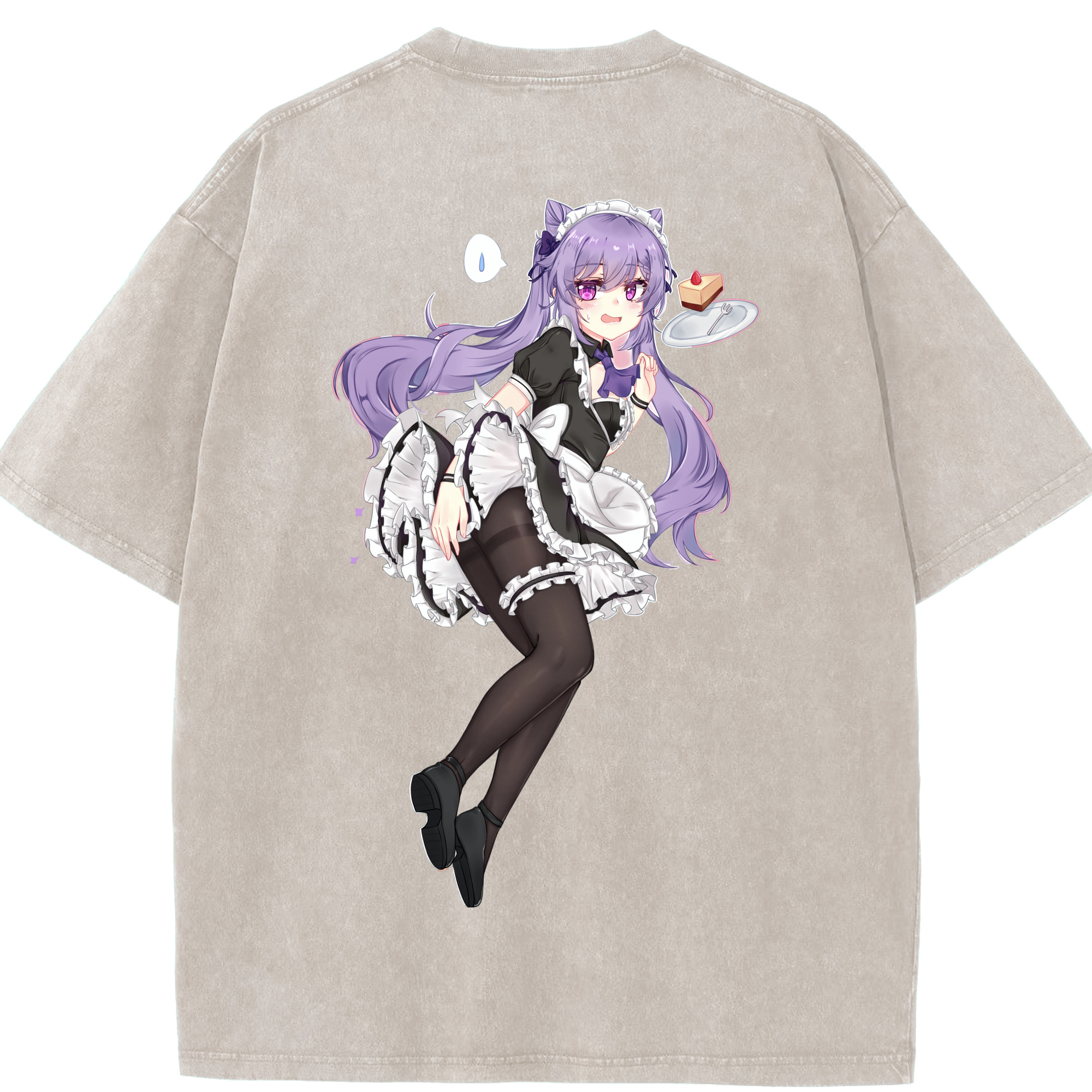 げんし神 刻晴 こくせい genshin Kokusei 綿100% ヴィンテージ風 半袖Tシャツ（背面プリント）