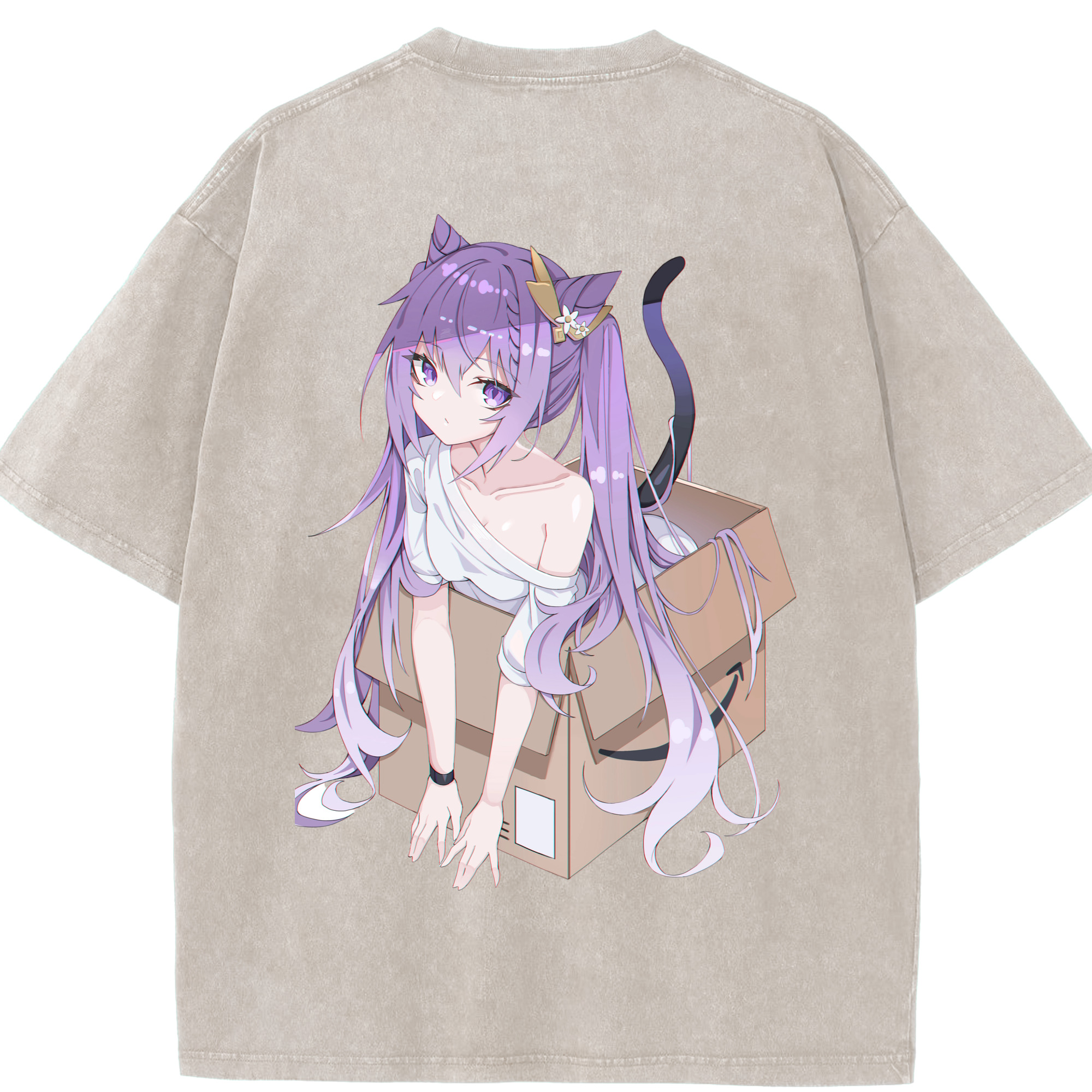 げんし神 刻晴 こくせい genshin Kokusei 綿100% ヴィンテージ風 半袖Tシャツ（背面プリント）