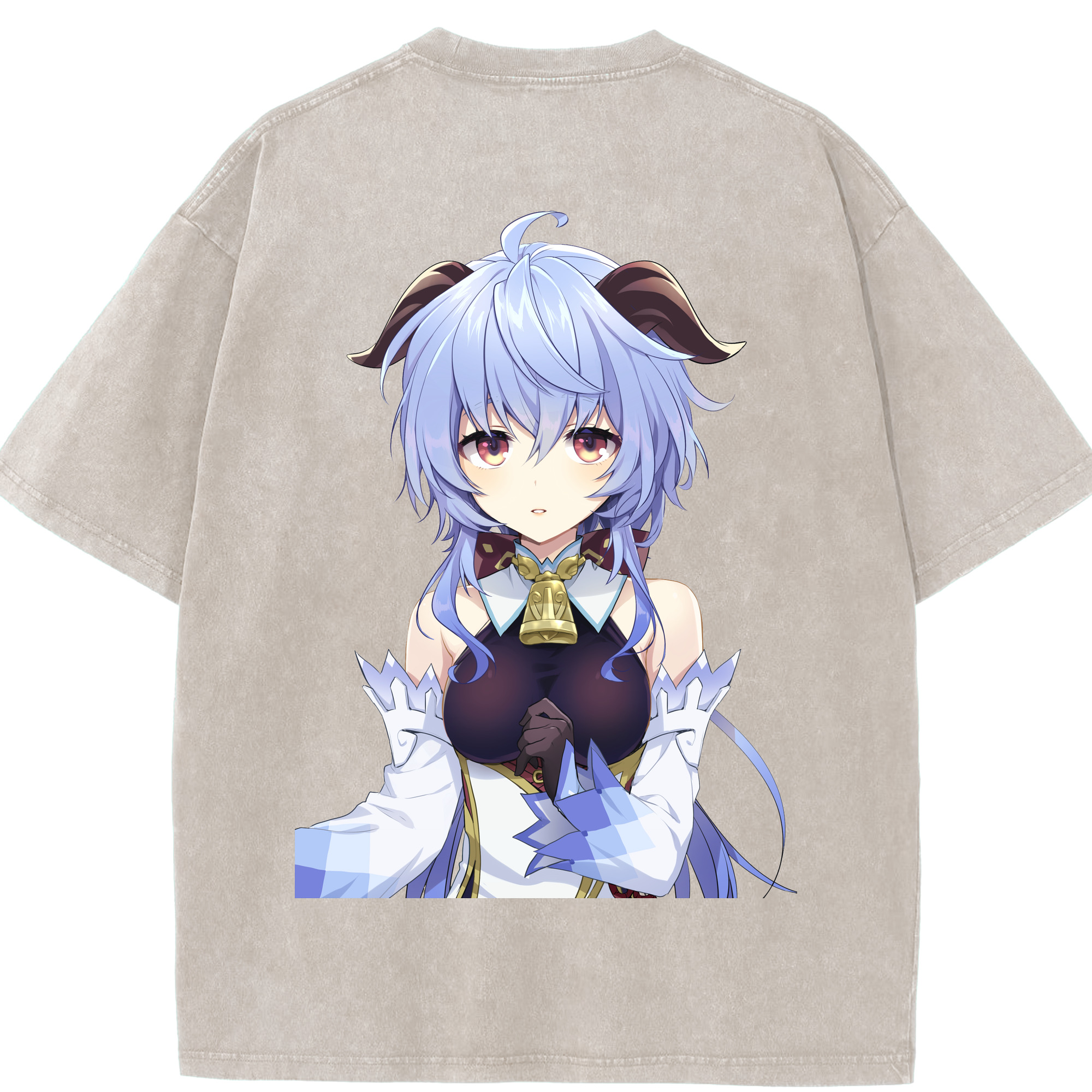 げんし神 甘雨 かんう genshin Ganyu 綿100% ヴィンテージ風 半袖Tシャツ（背面プリント）