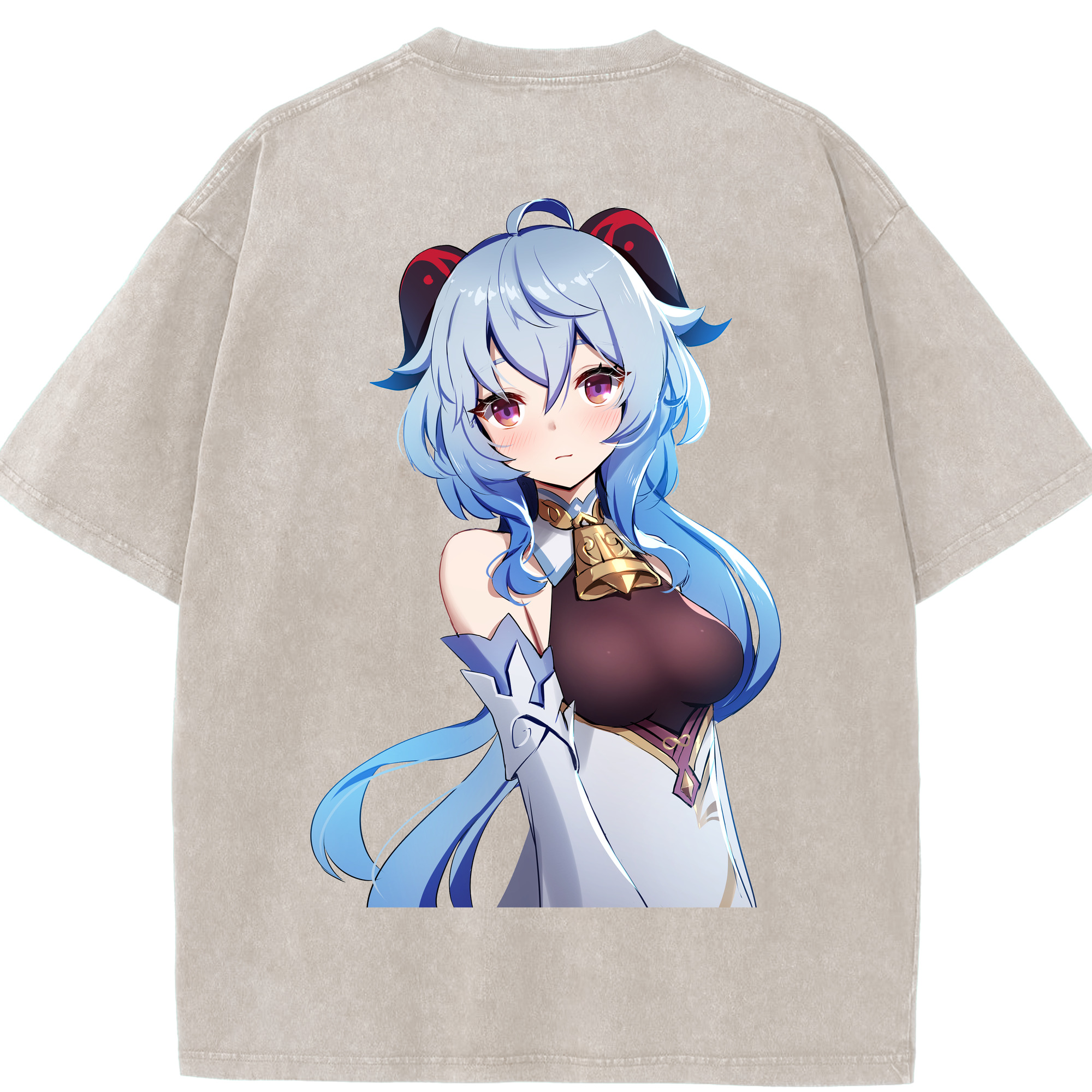 げんし神 甘雨 かんう genshin Ganyu 綿100% ヴィンテージ風 半袖Tシャツ（背面プリント）