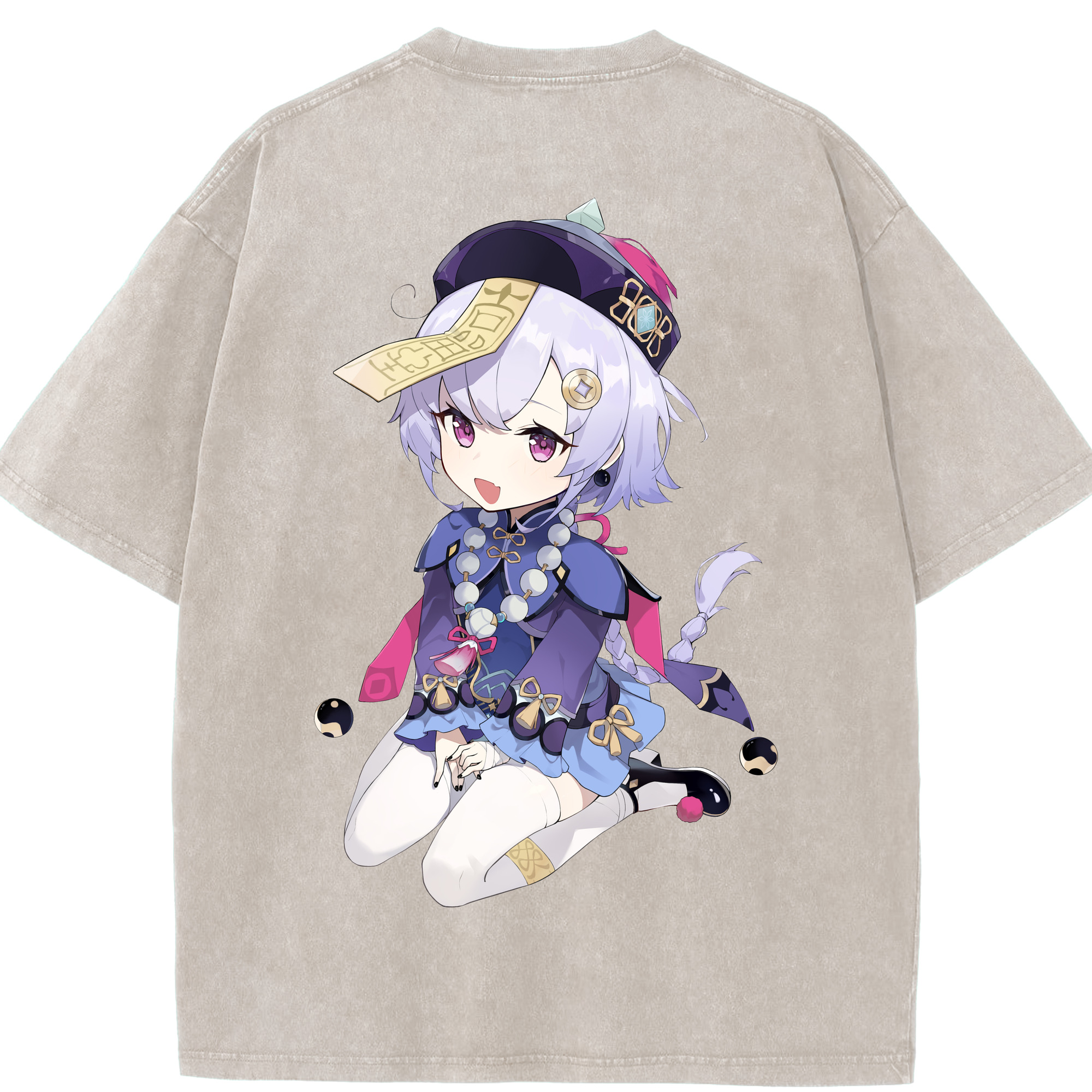 げんし神 七七 なな  genshin Nana 綿100% ヴィンテージ風 半袖Tシャツ（背面プリント）