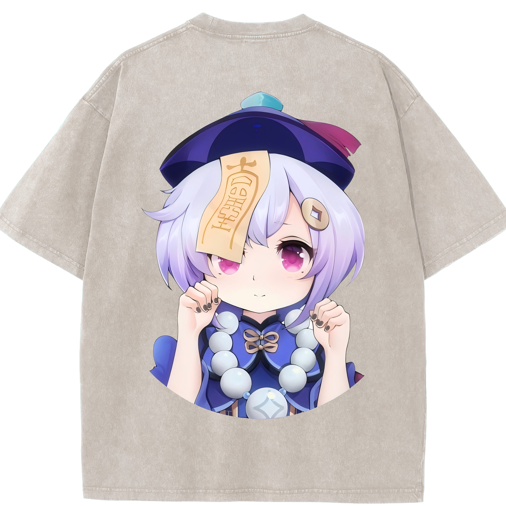 げんし神 七七 なな  genshin Nana 綿100% ヴィンテージ風 半袖Tシャツ（背面プリント）