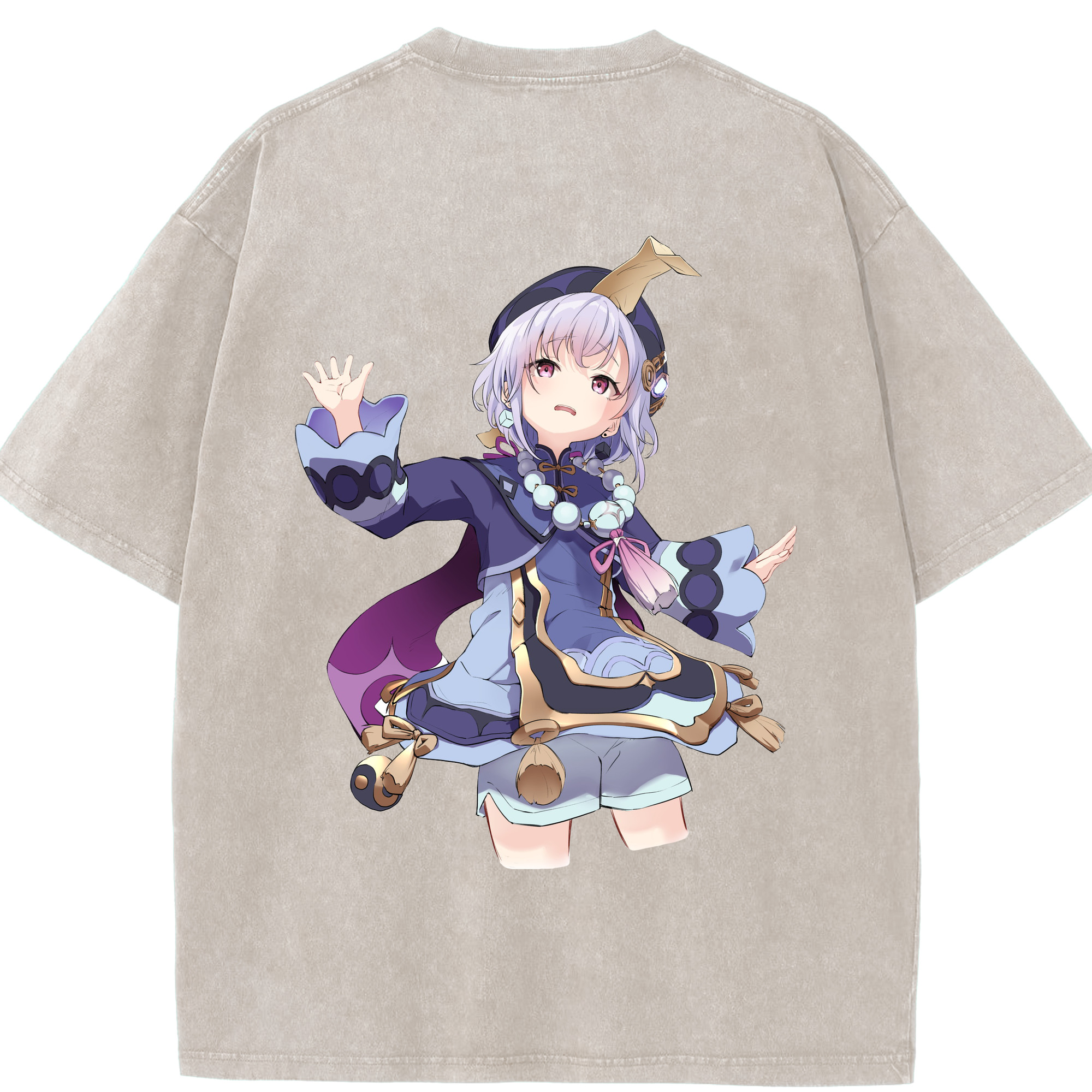 げんし神 七七 なな  genshin Nana 綿100% ヴィンテージ風 半袖Tシャツ（背面プリント）
