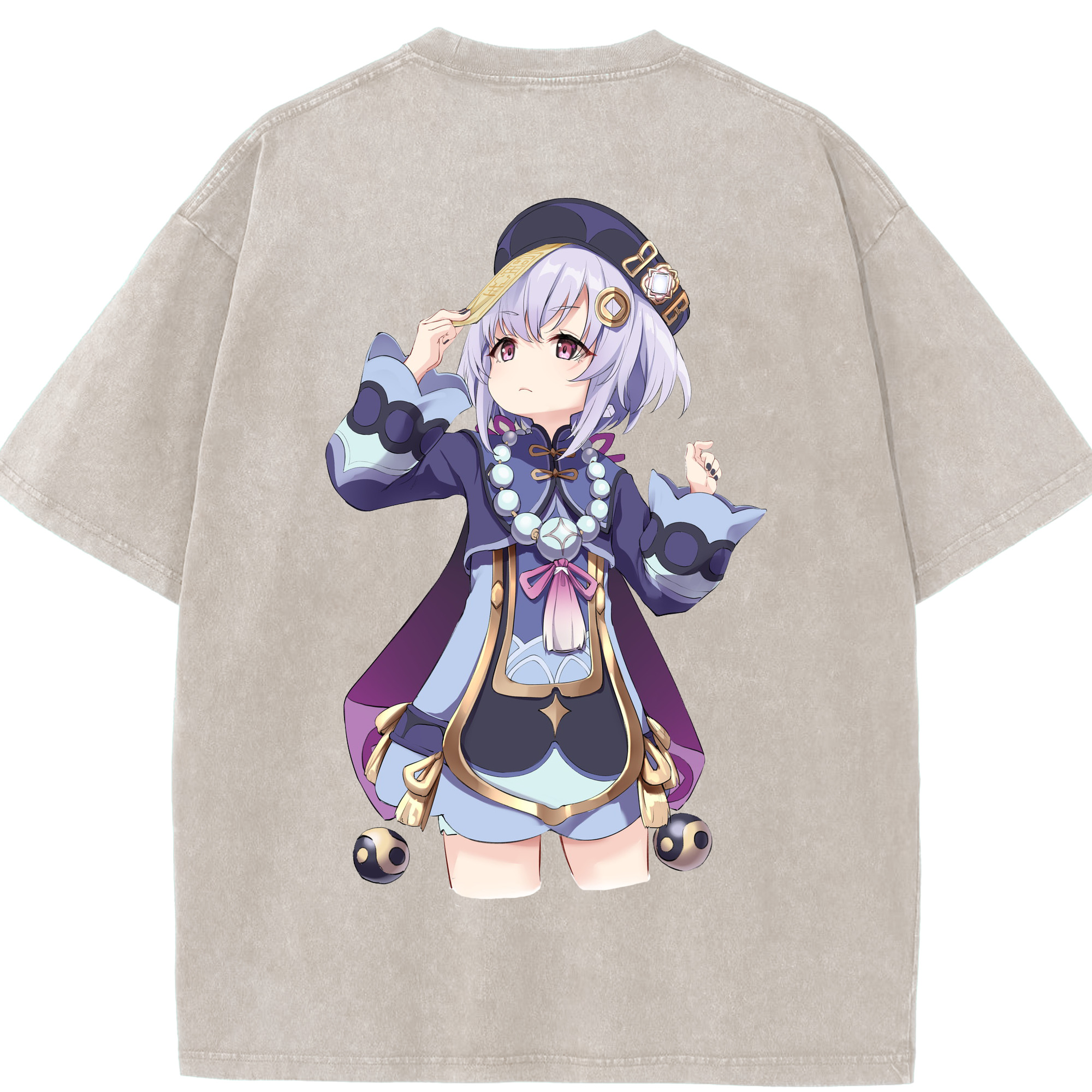 げんし神 七七 なな  genshin Nana 綿100% ヴィンテージ風 半袖Tシャツ（背面プリント）