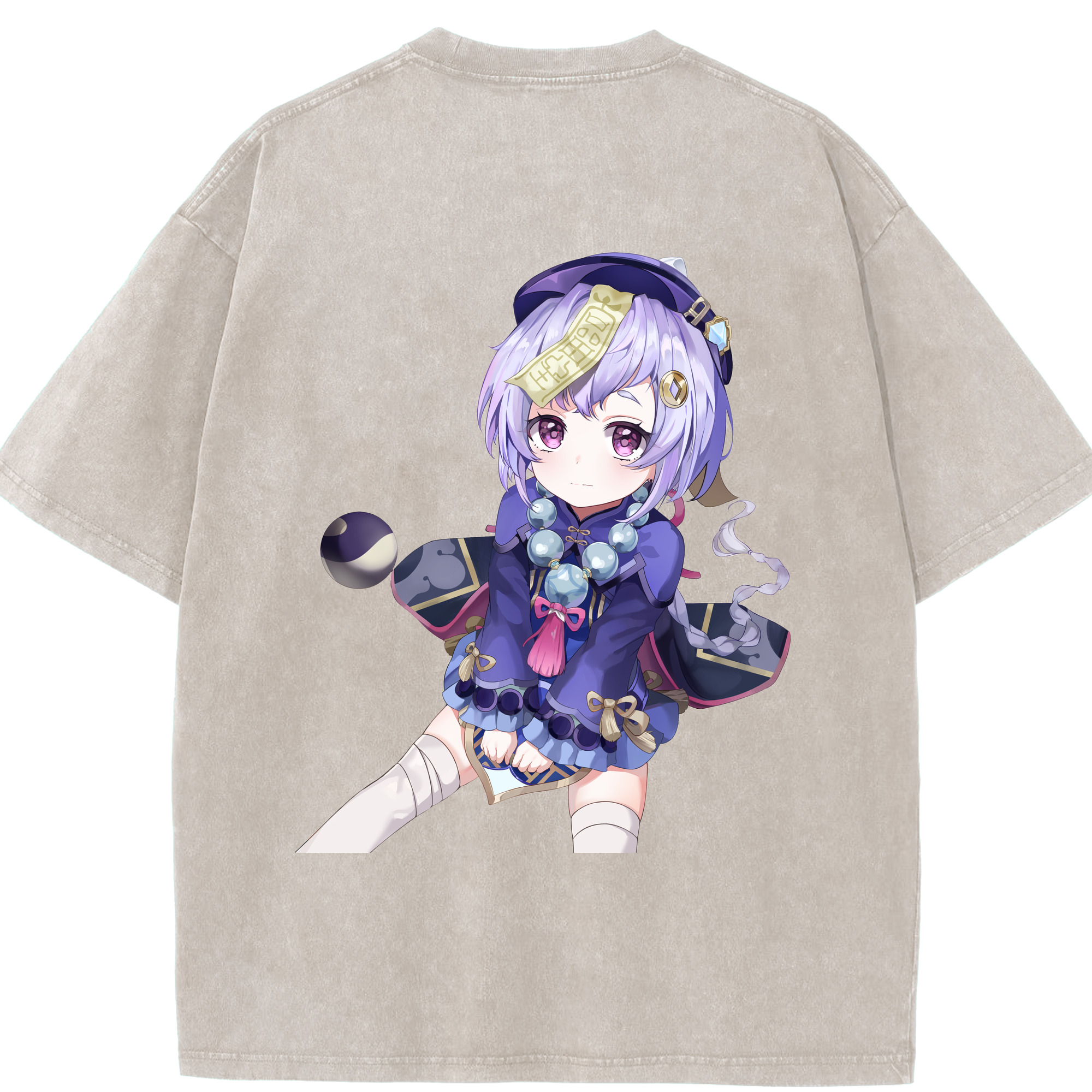 げんし神 七七 なな  genshin Nana 綿100% ヴィンテージ風 半袖Tシャツ（背面プリント）
