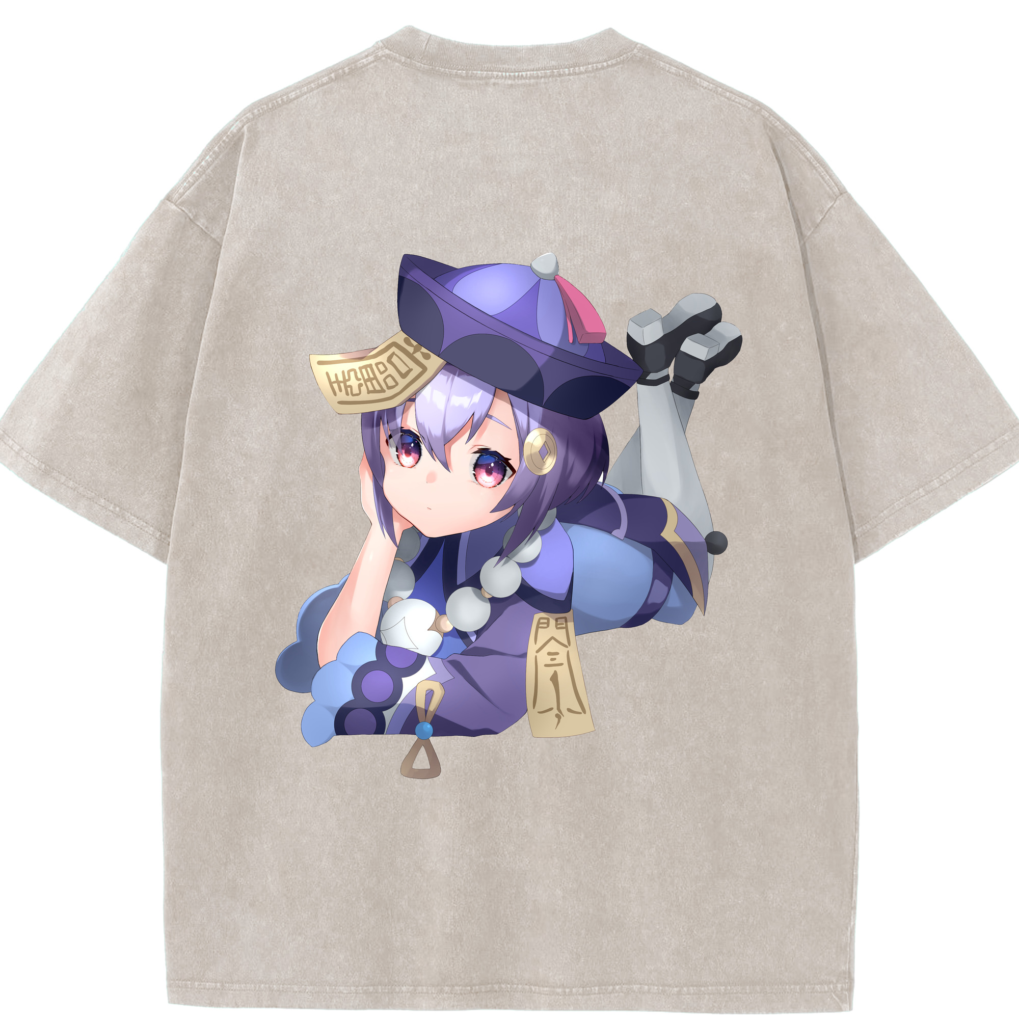げんし神 七七 なな  genshin Nana 綿100% ヴィンテージ風 半袖Tシャツ（背面プリント）