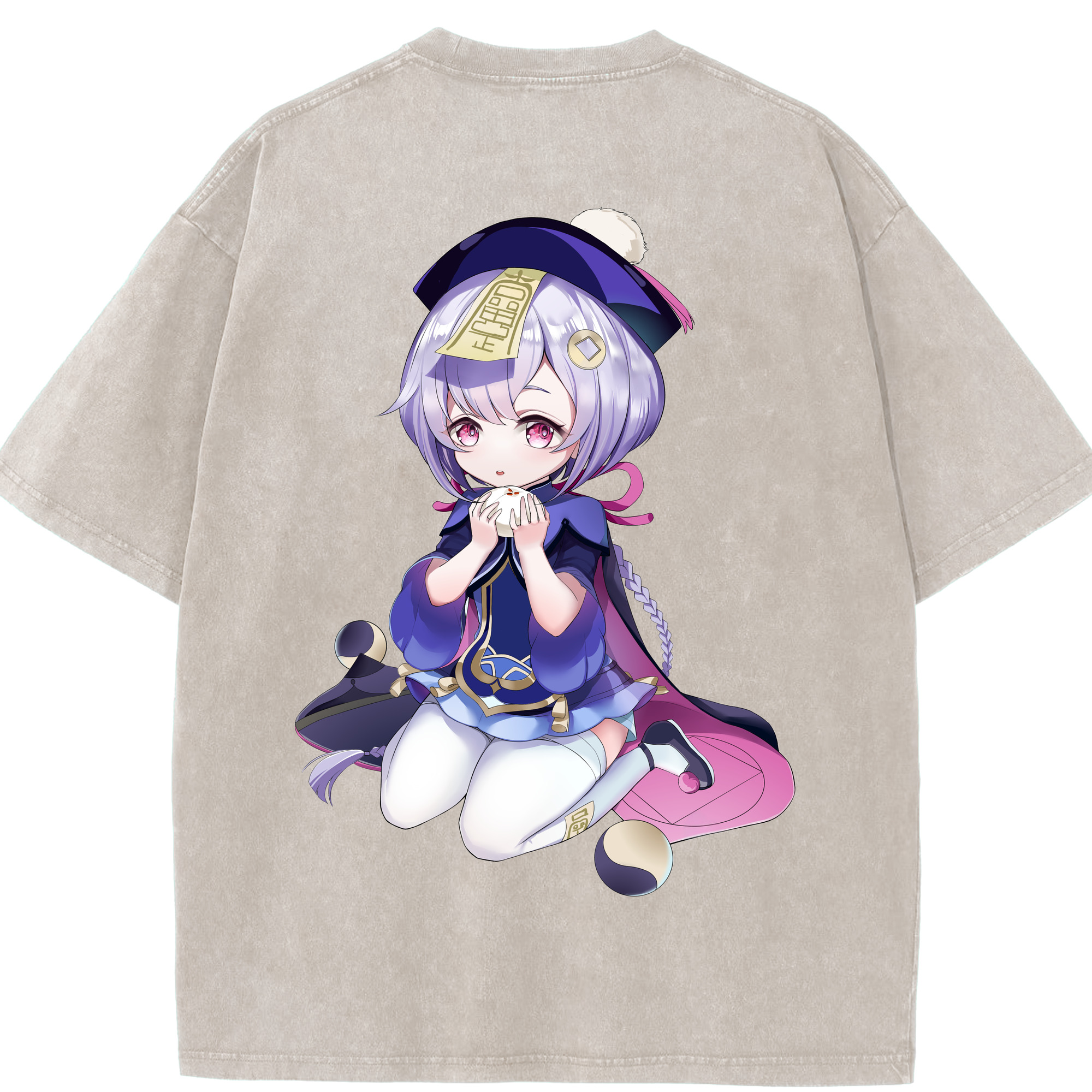 げんし神 七七 なな  genshin Nana 綿100% ヴィンテージ風 半袖Tシャツ（背面プリント）