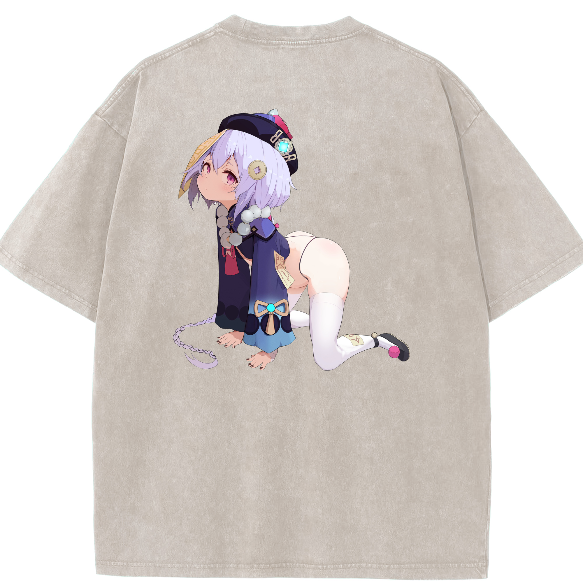 げんし神 七七 なな  genshin Nana 綿100% ヴィンテージ風 半袖Tシャツ（背面プリント）
