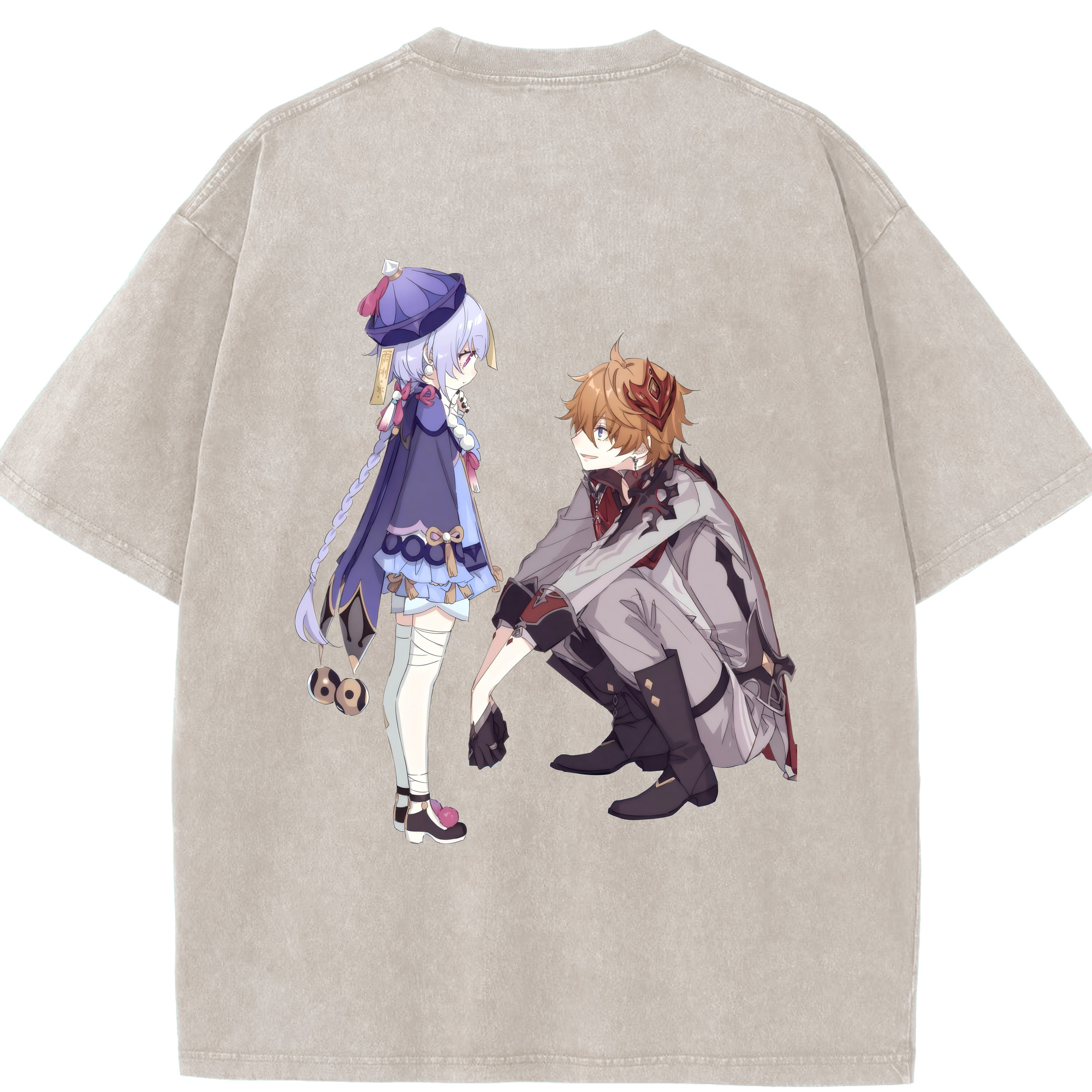 げんし神 七七 なな  genshin Nana 綿100% ヴィンテージ風 半袖Tシャツ（背面プリント）