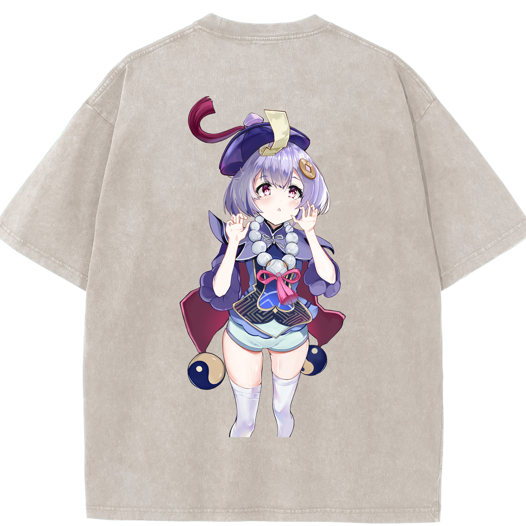 げんし神 七七 なな  genshin Nana 綿100% ヴィンテージ風 半袖Tシャツ（背面プリント）