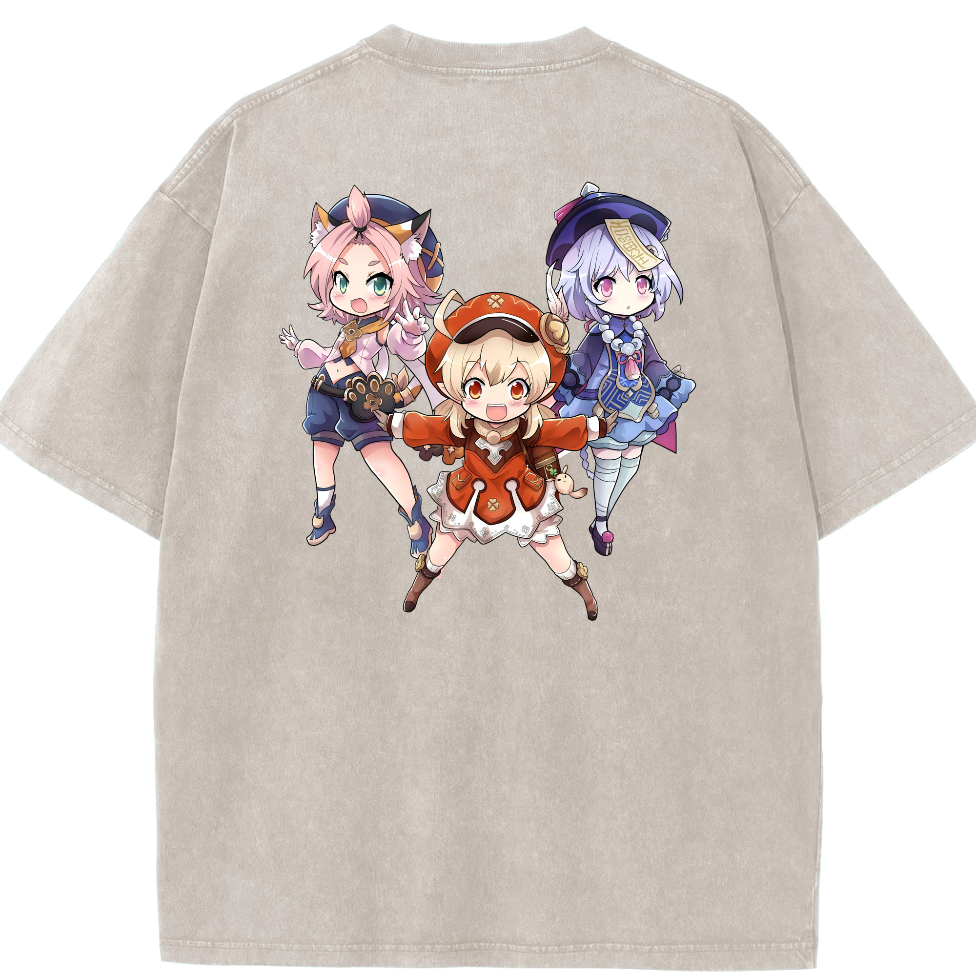 げんし神 七七 なな  genshin Nana 綿100% ヴィンテージ風 半袖Tシャツ（背面プリント）