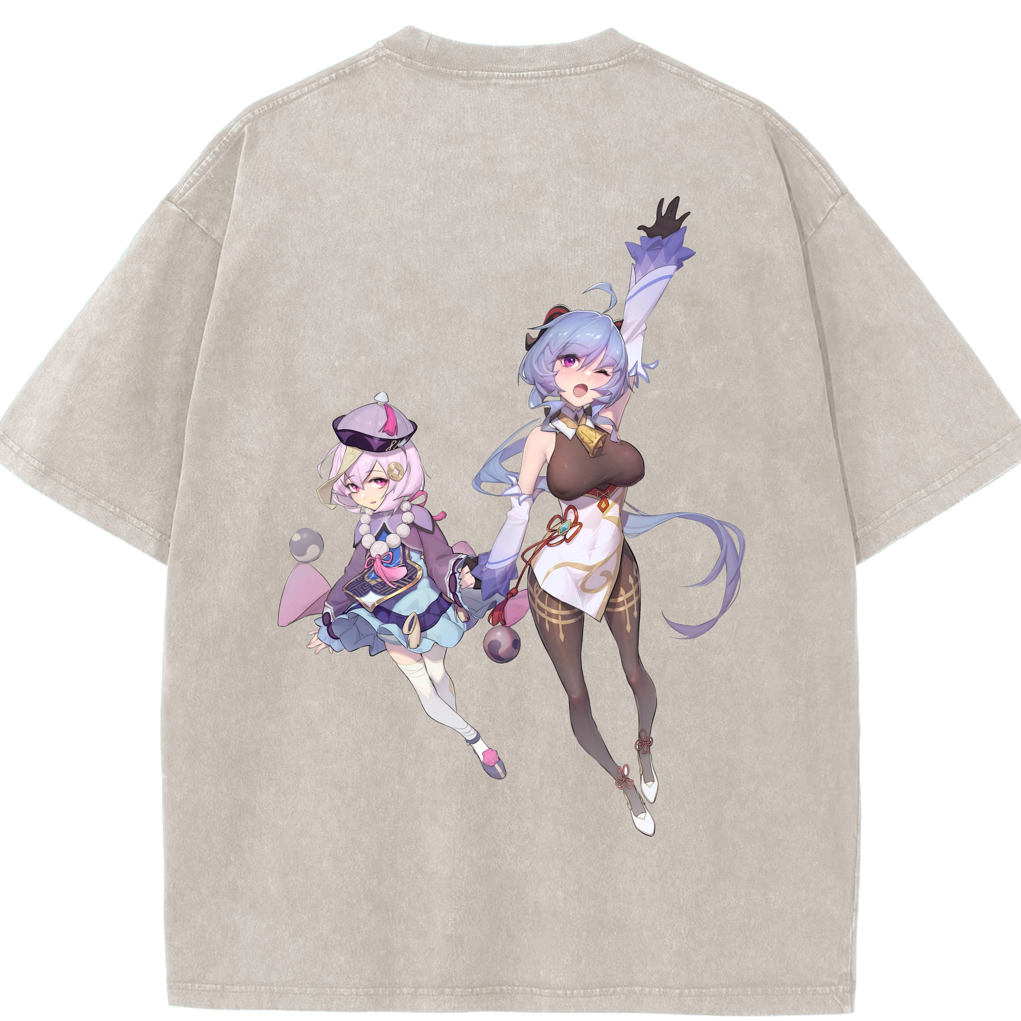 げんし神 七七 なな  genshin Nana 綿100% ヴィンテージ風 半袖Tシャツ（背面プリント）