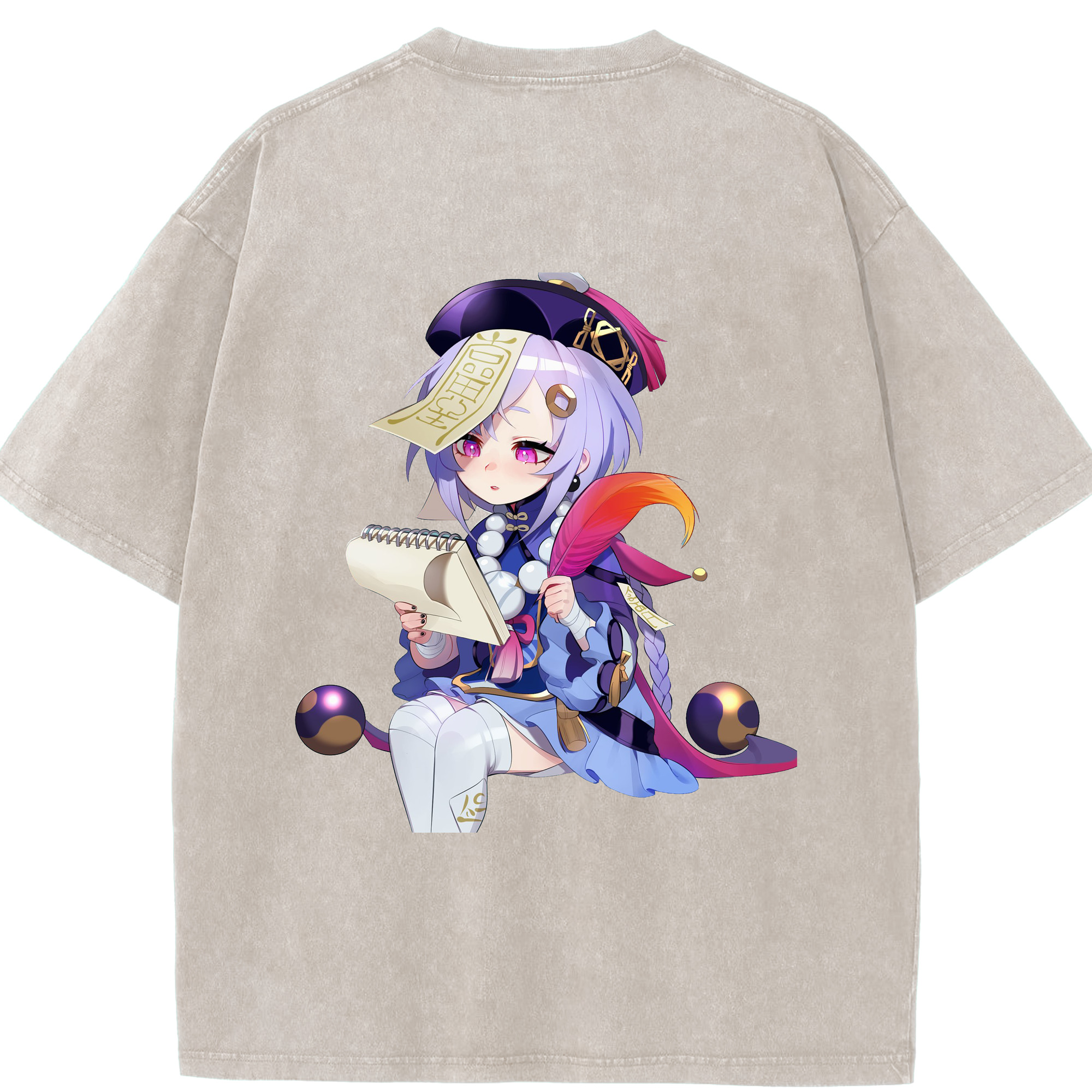 げんし神 七七 なな  genshin Nana 綿100% ヴィンテージ風 半袖Tシャツ（背面プリント）
