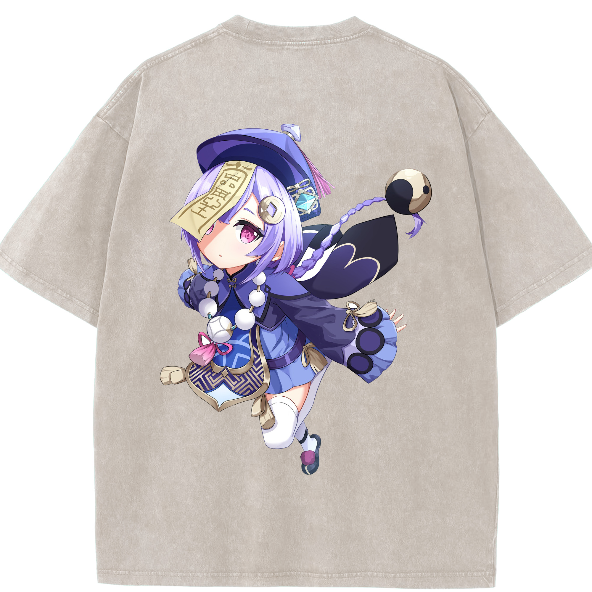 げんし神 七七 なな  genshin Nana 綿100% ヴィンテージ風 半袖Tシャツ（背面プリント）