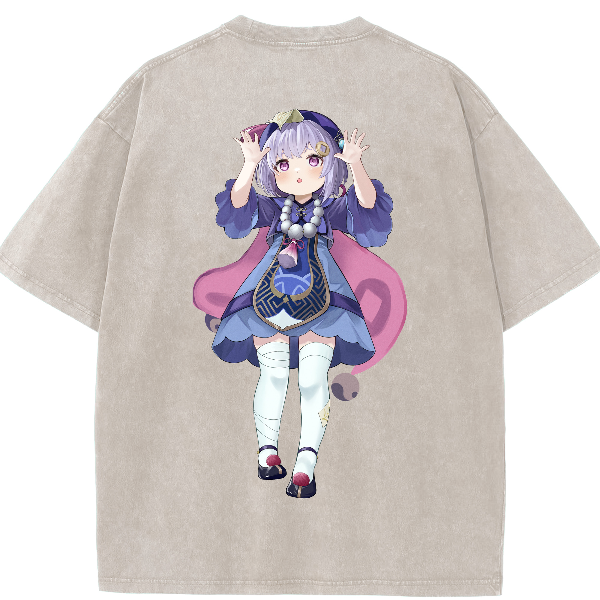 げんし神 七七 なな  genshin Nana 綿100% ヴィンテージ風 半袖Tシャツ（背面プリント）