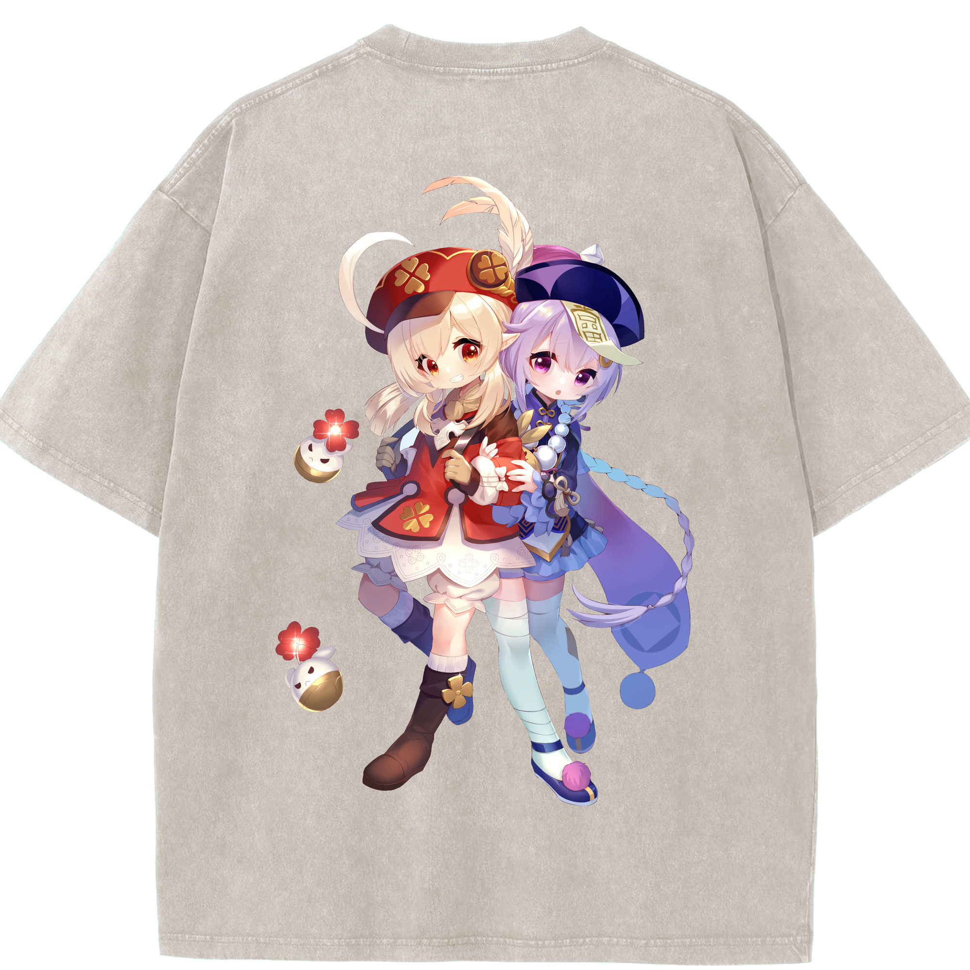 げんし神 七七 なな  genshin Nana 綿100% ヴィンテージ風 半袖Tシャツ（背面プリント）