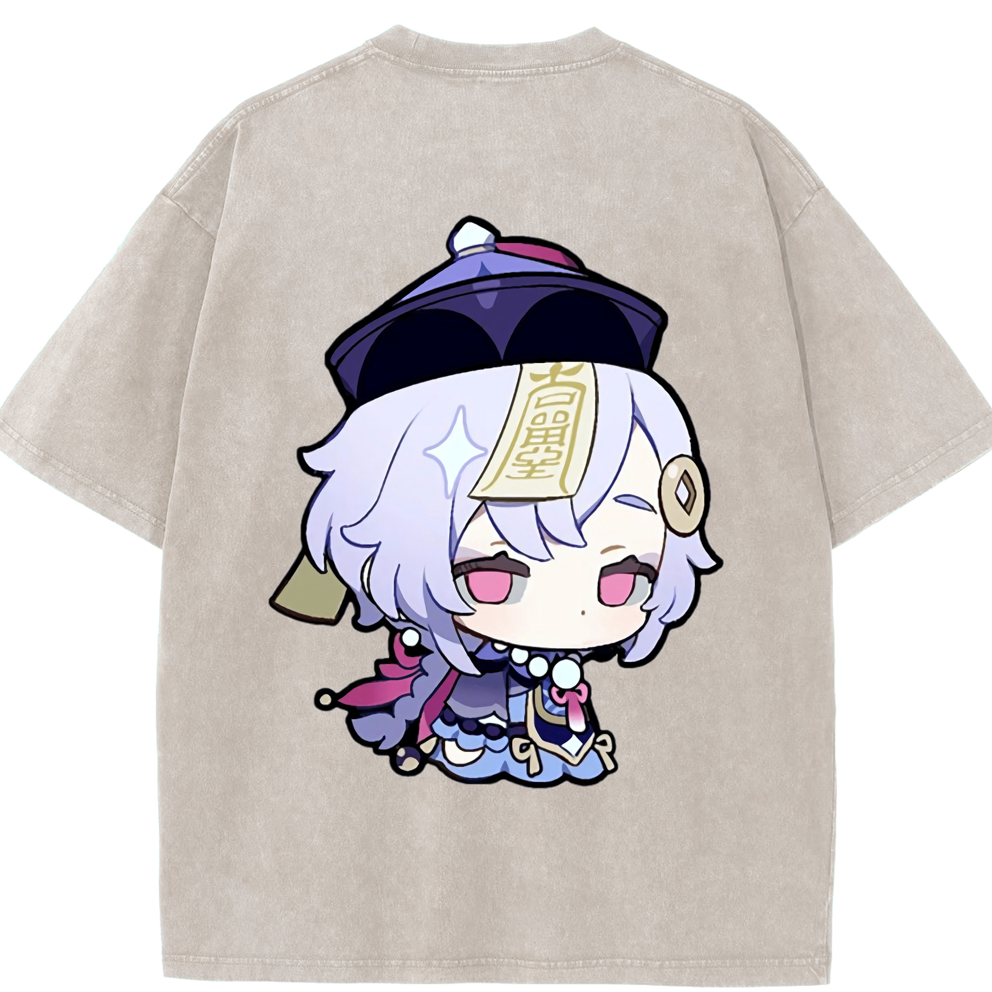 げんし神 七七 なな  genshin Nana 綿100% ヴィンテージ風 半袖Tシャツ（背面プリント）