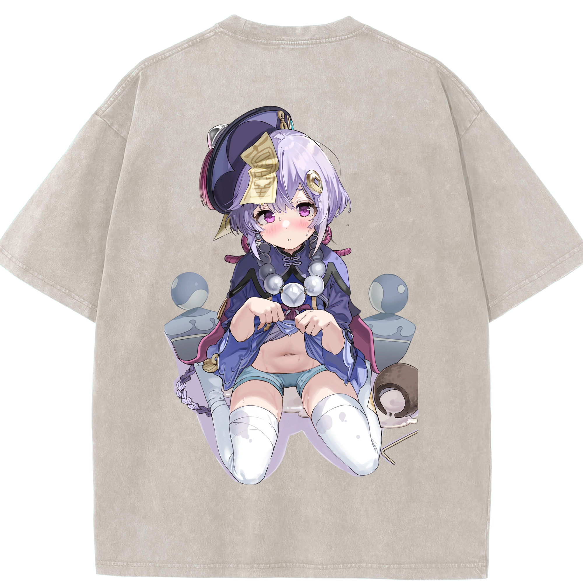 げんし神 七七 なな  genshin Nana 綿100% ヴィンテージ風 半袖Tシャツ（背面プリント）