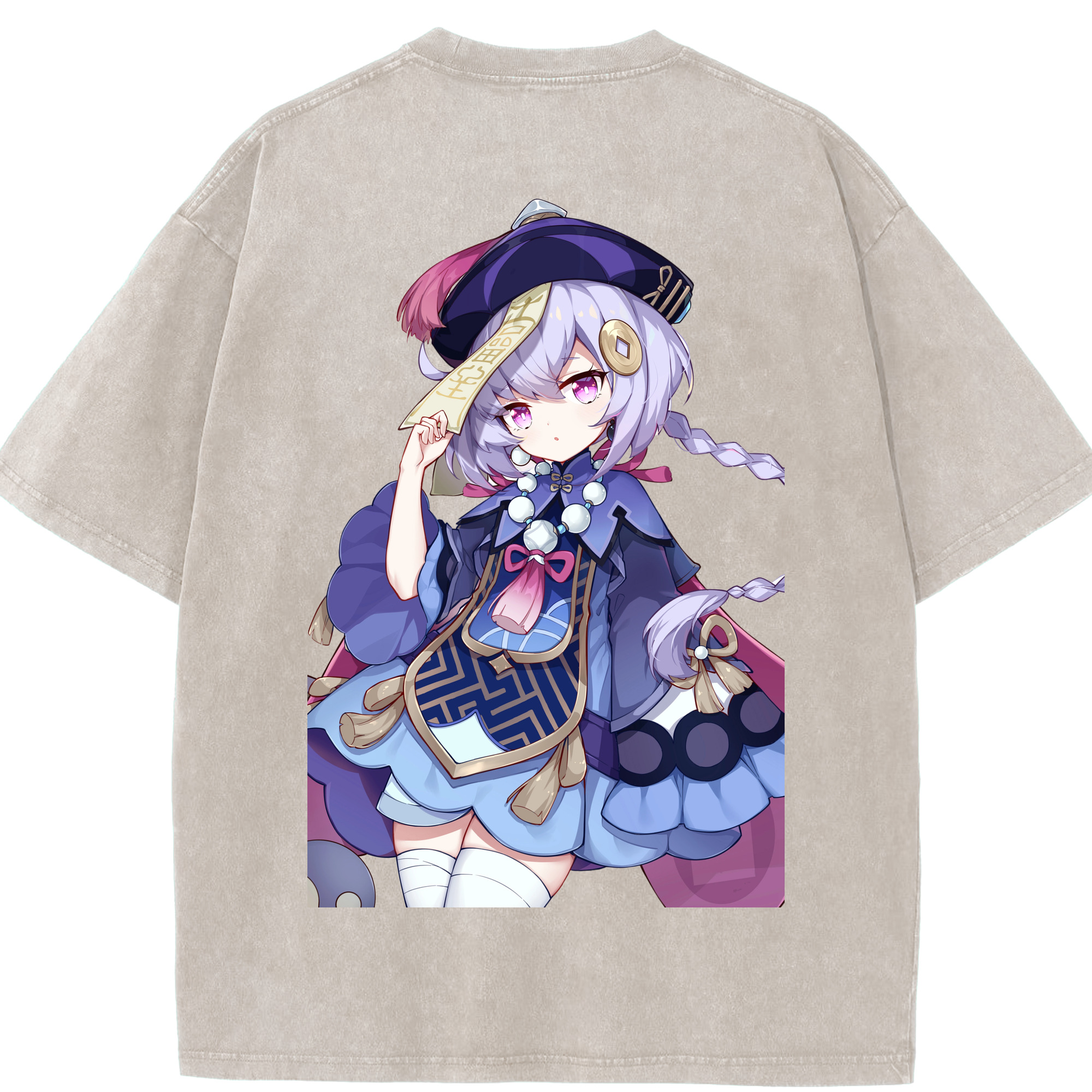 げんし神 七七 なな  genshin Nana 綿100% ヴィンテージ風 半袖Tシャツ（背面プリント）