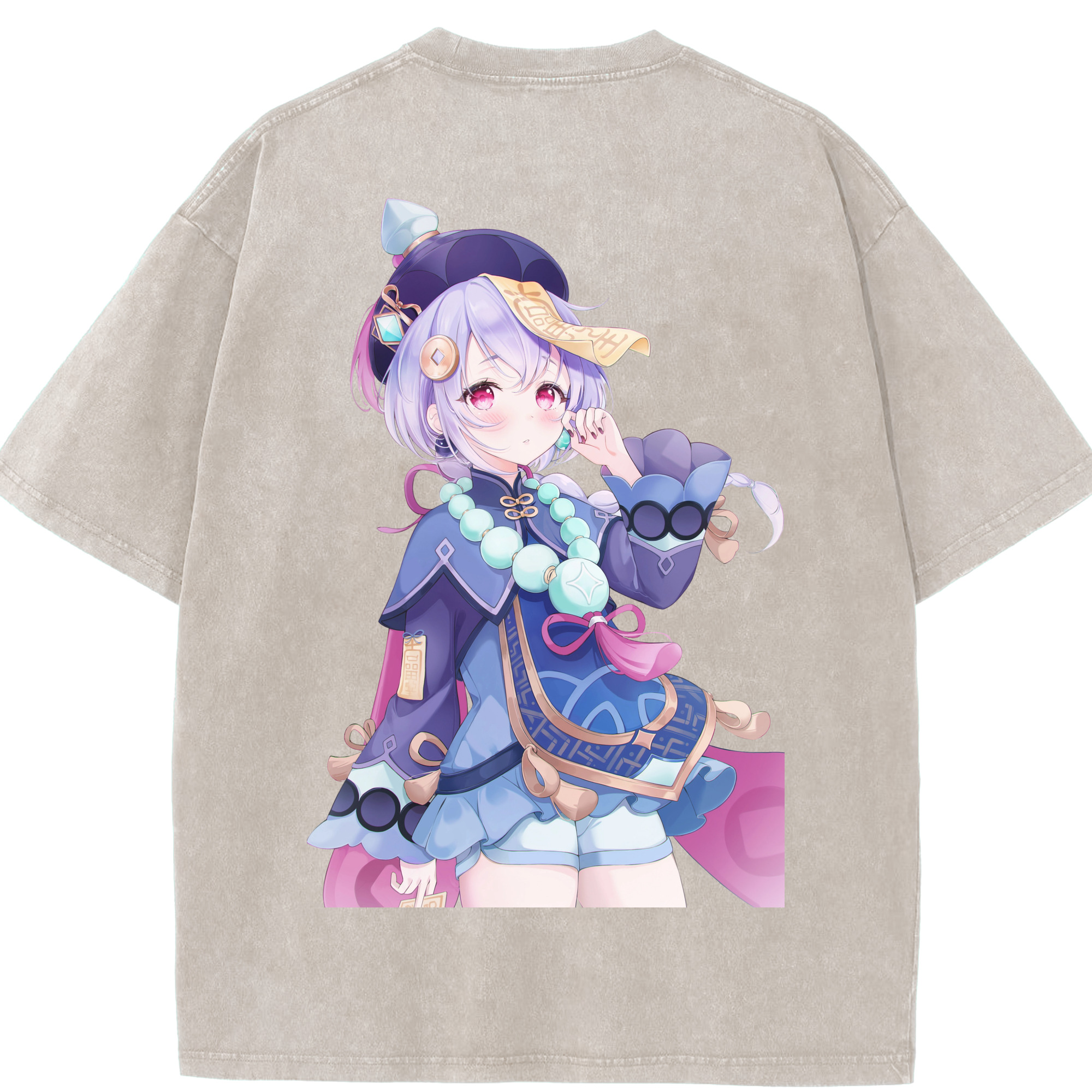 げんし神 七七 なな  genshin Nana 綿100% ヴィンテージ風 半袖Tシャツ（背面プリント）