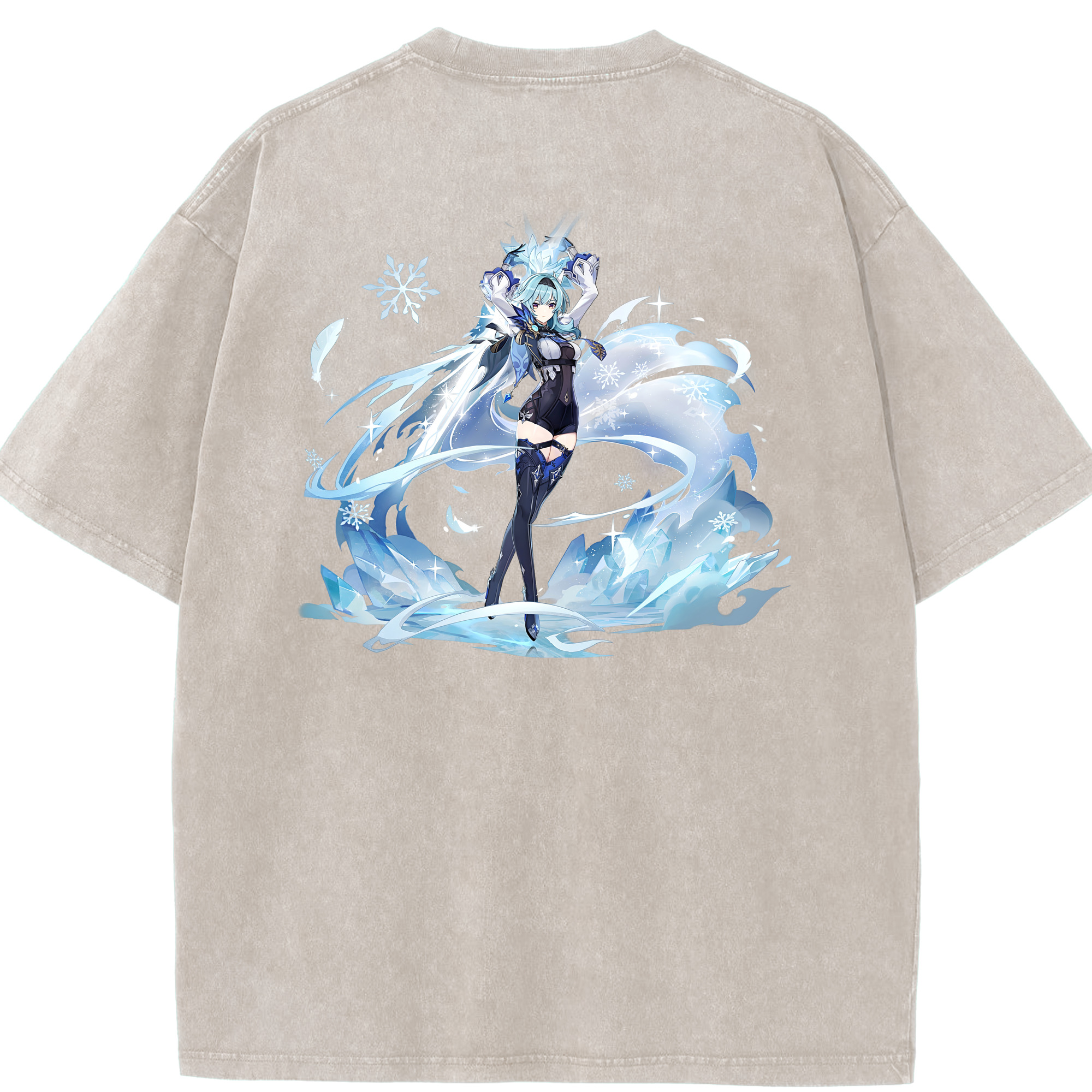 げんし神 优菈 ゆうら genshin Yūra 綿100% ヴィンテージ風 半袖Tシャツ（背面プリント）