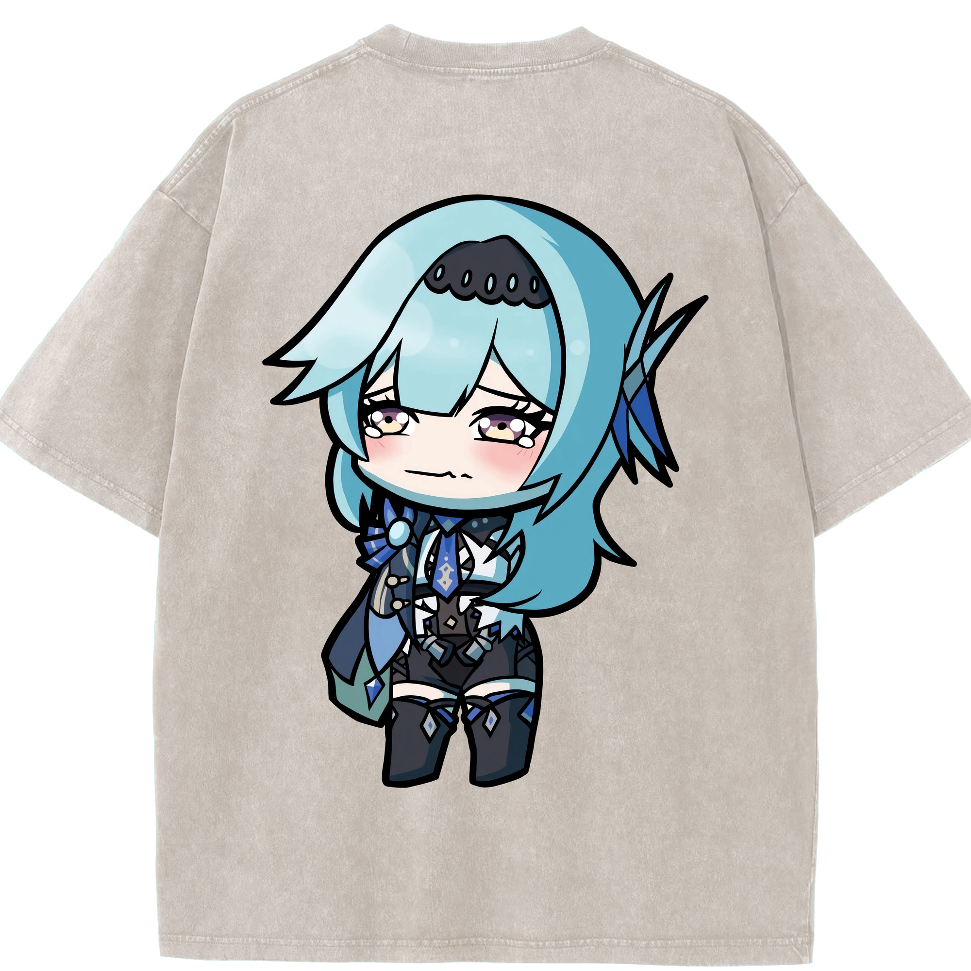 げんし神 优菈 ゆうら genshin Yūra 綿100% ヴィンテージ風 半袖Tシャツ（背面プリント）