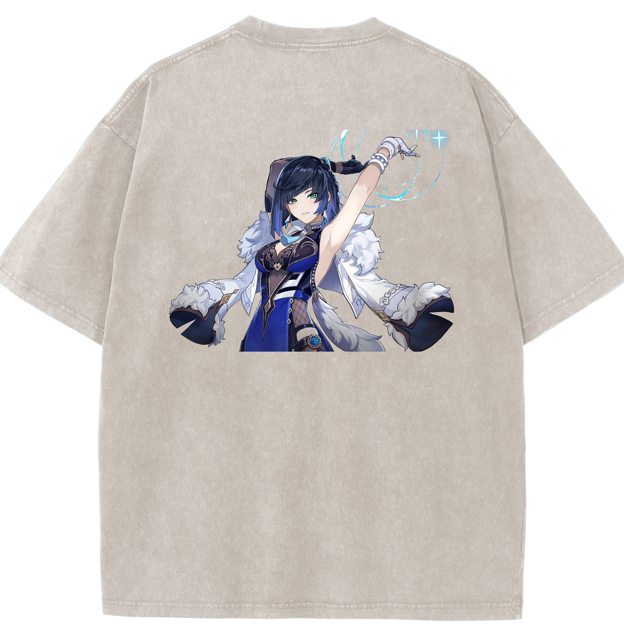 げんし神 夜兰 やらん genshin Yaran 綿100% ヴィンテージ風 半袖Tシャツ（背面プリント）