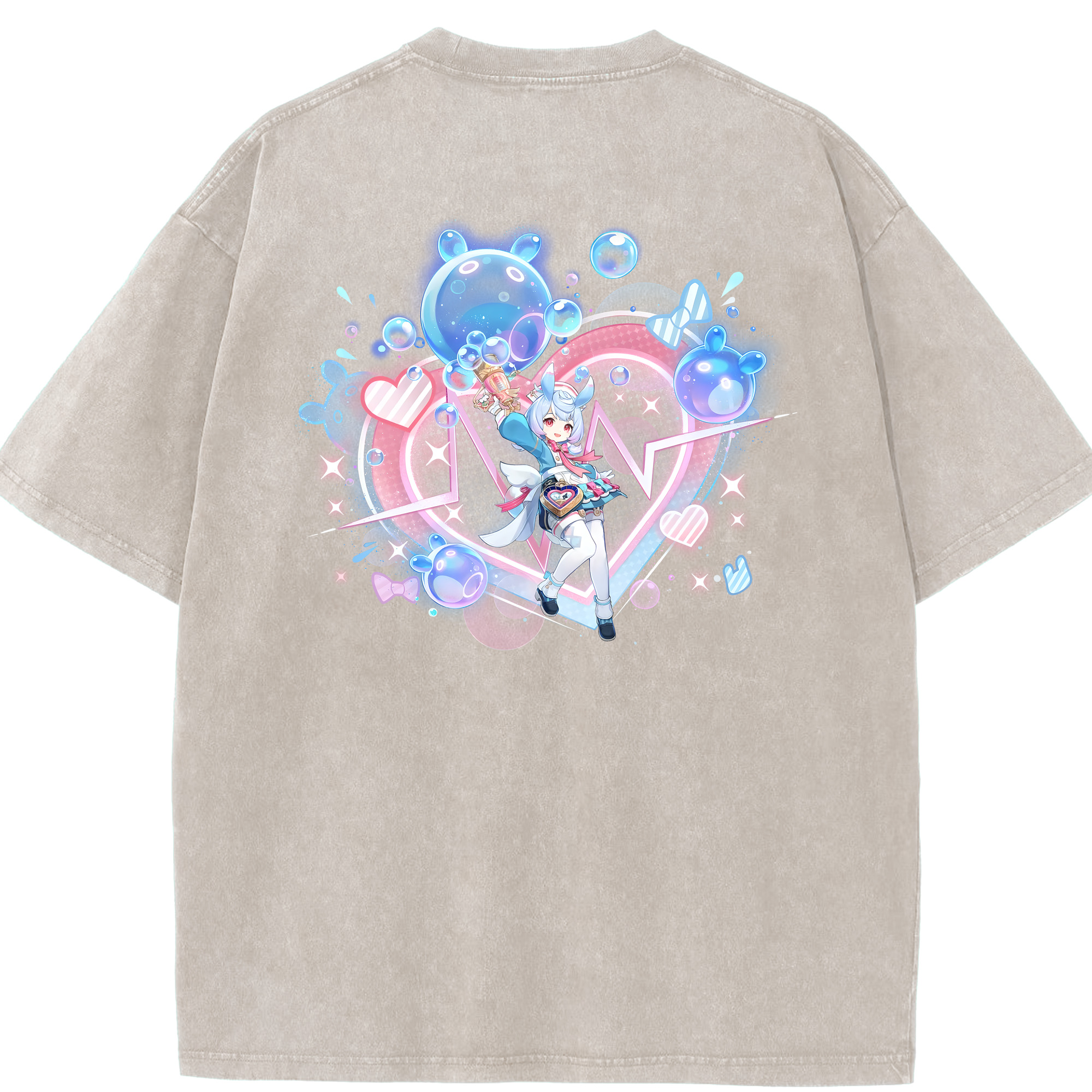 げんし神 シゲウィン genshin Shigewin 綿100% ヴィンテージ風 半袖Tシャツ（背面プリント）