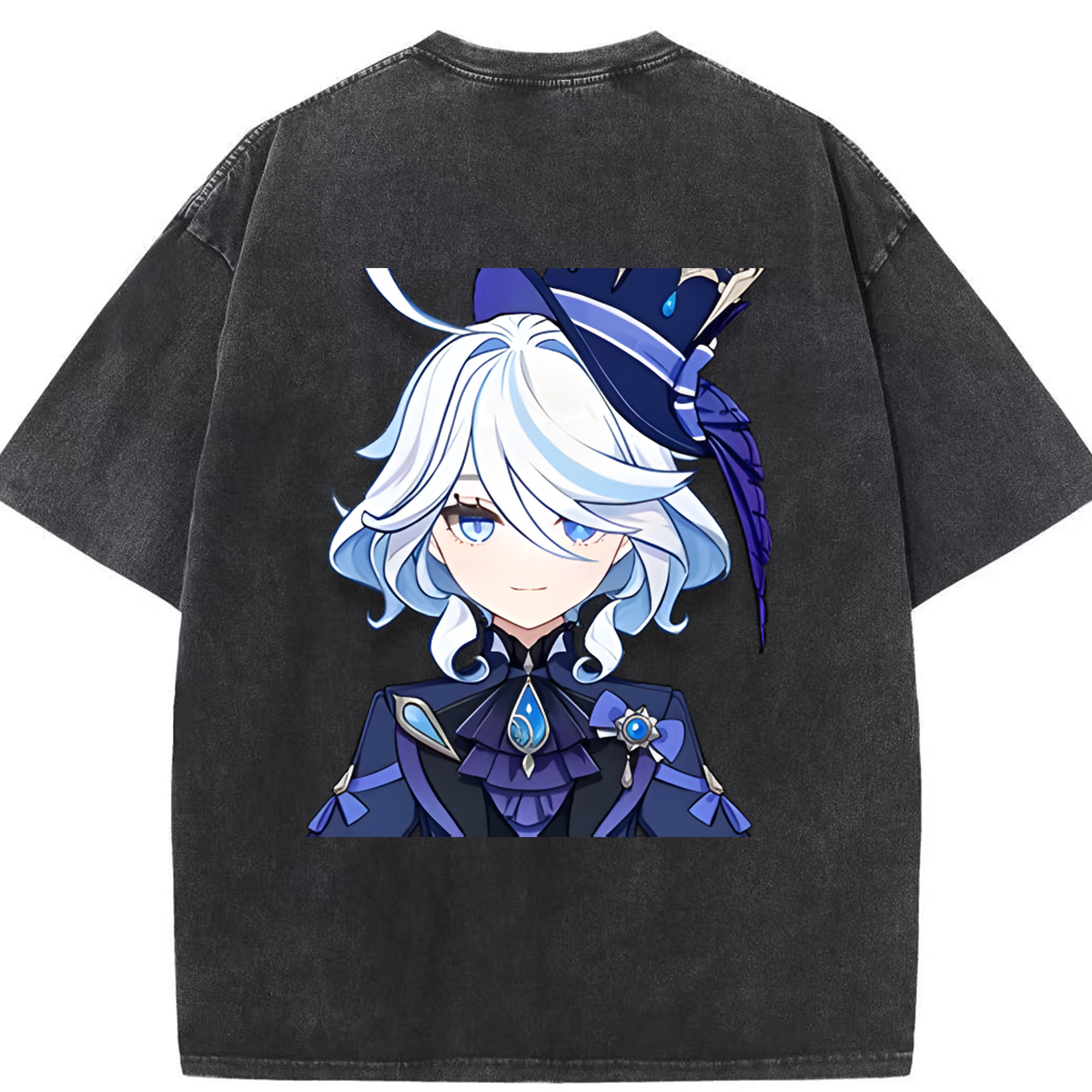 げんし神 フリーナ genshin Furina 綿100% ヴィンテージ風 半袖Tシャツ（背面プリント）