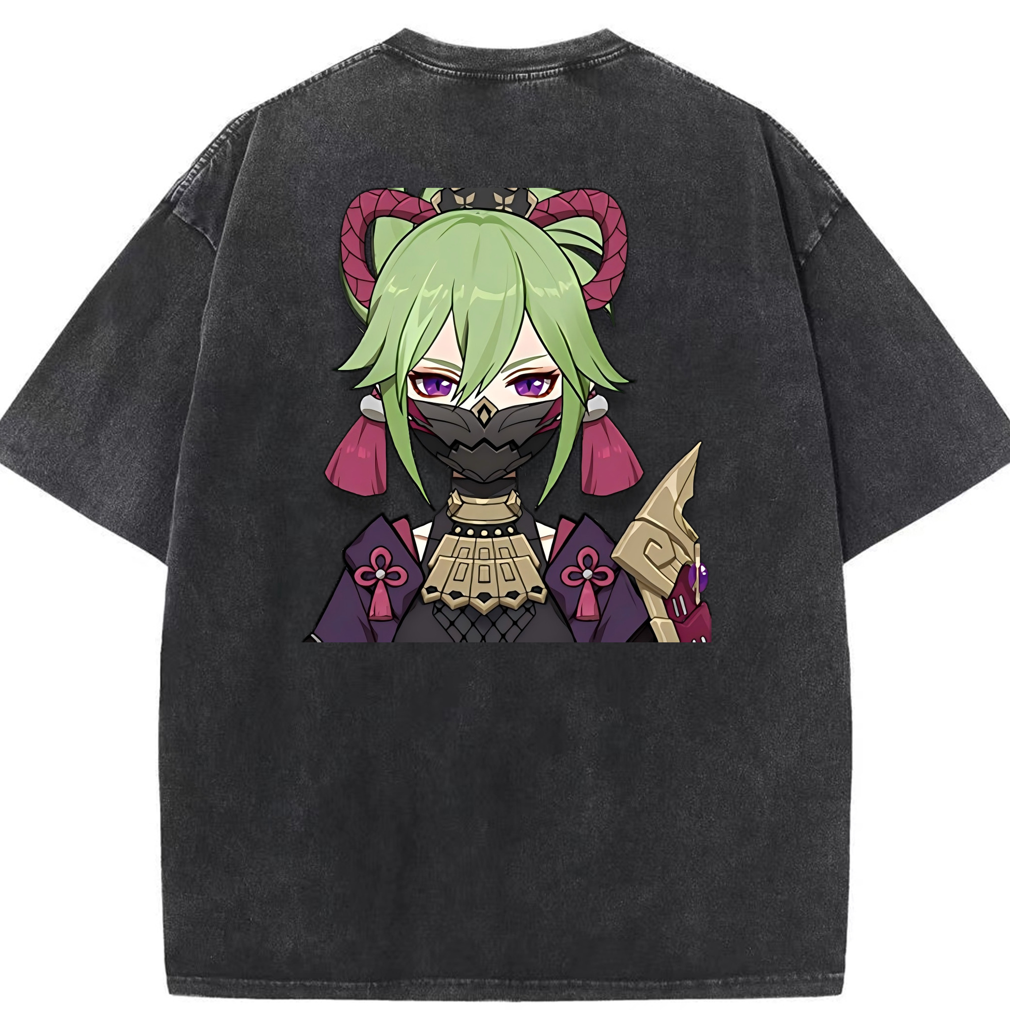 げんし神  久岐忍 くき しのぶ genshin Kuki Shinobu 綿100% ヴィンテージ風 半袖Tシャツ（背面プリント）