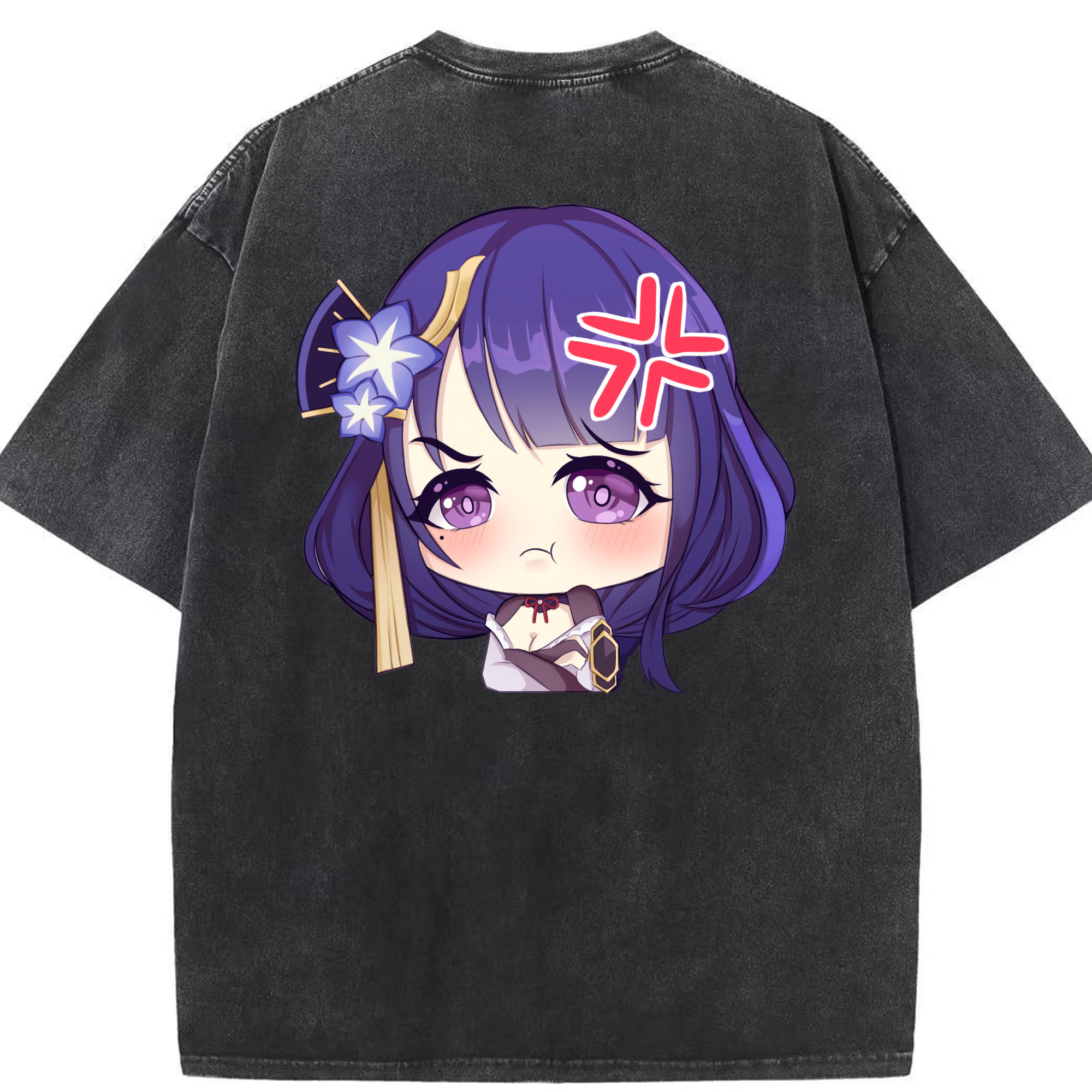 げんし神 雷電将軍 らいでんしょうぐん genshin Raiden Shogun 綿100% ヴィンテージ風 半袖Tシャツ（背面プリント）