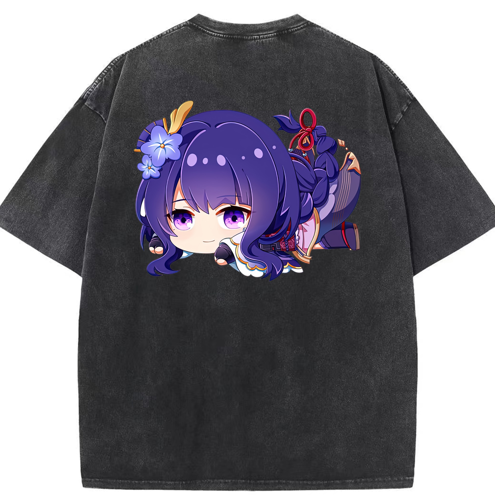 げんし神 雷電将軍 らいでんしょうぐん genshin Raiden Shogun 綿100% ヴィンテージ風 半袖Tシャツ（背面プリント）