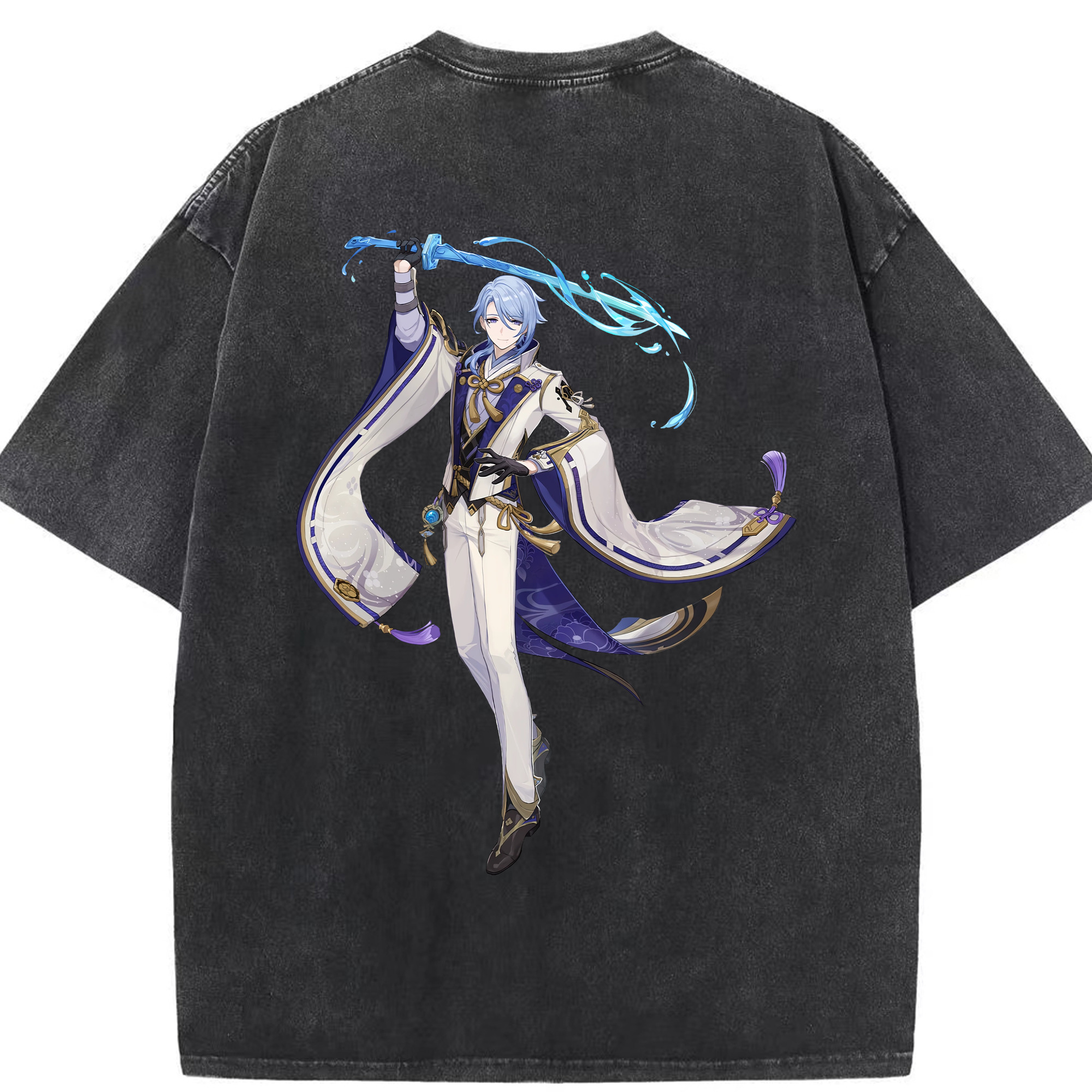 げんし神 神里綾人 かみさとあやと genshin Kamisato Ayato 綿100% ヴィンテージ風 半袖Tシャツ（背面プリント）
